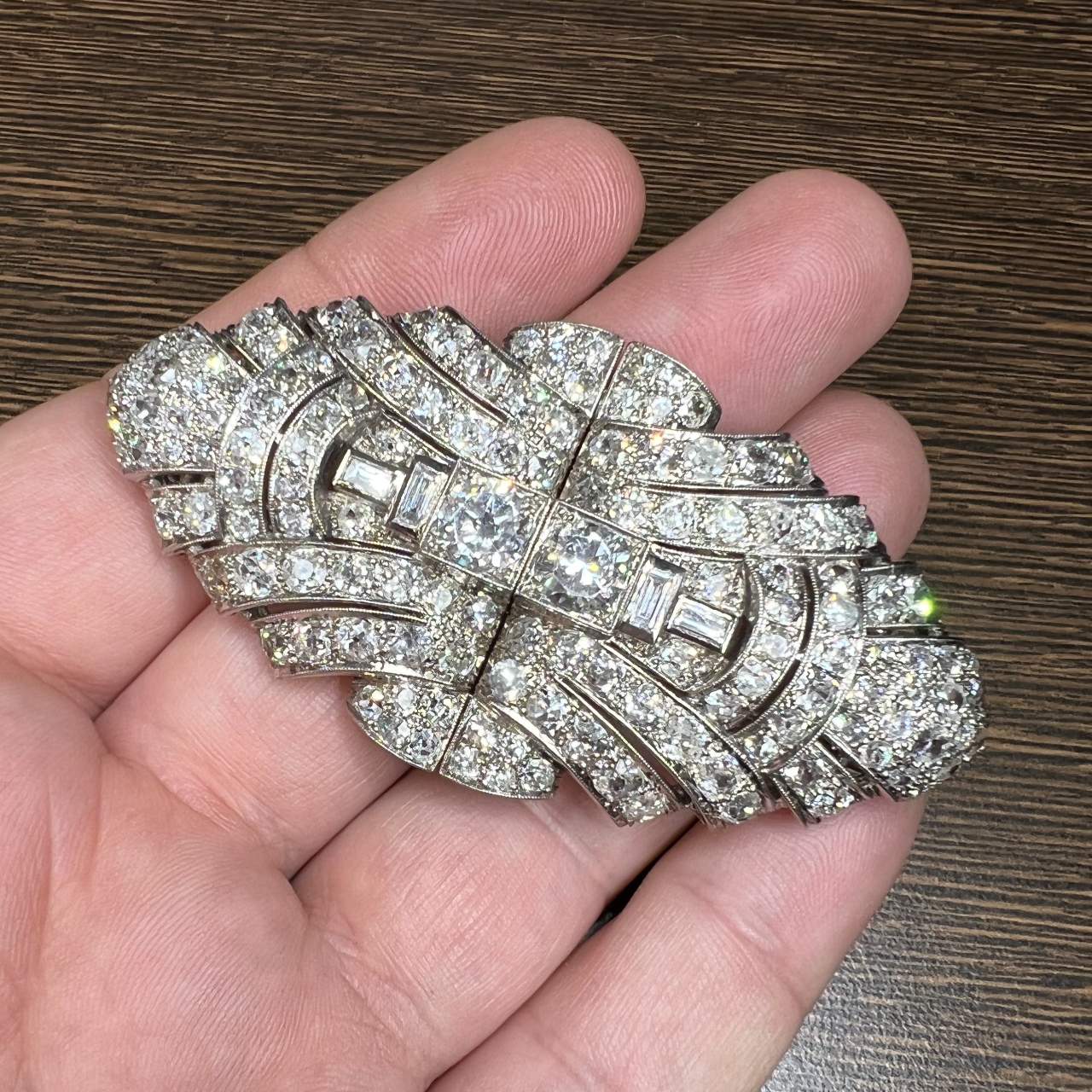 Wasler Wald Art Deco 18K & Platinum Diamond Clips