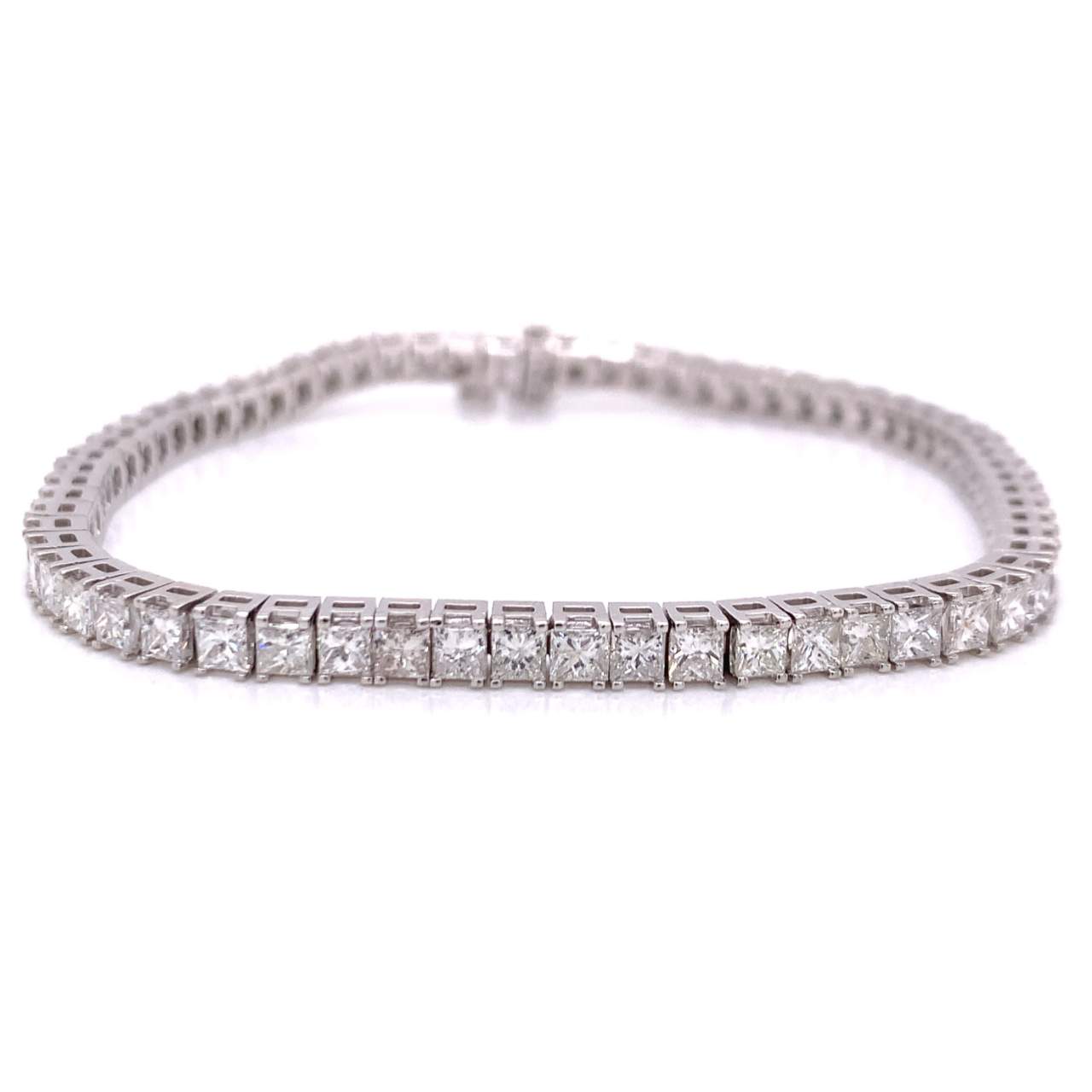 14K White Gold 8.00 Ct. Princess-cut Diamond Tennis Bracelet