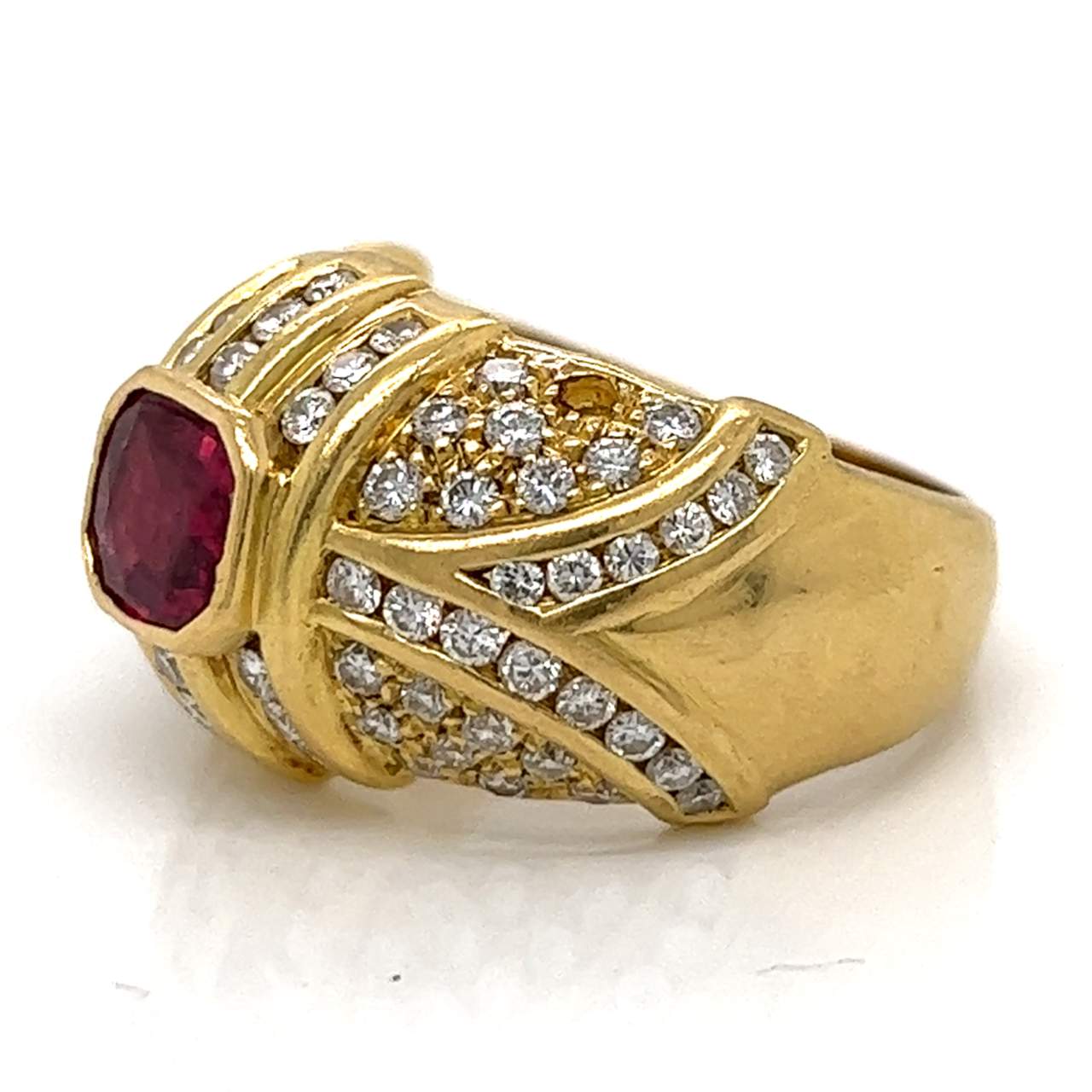 18K Yellow Gold Ruby and Diamond Ring
