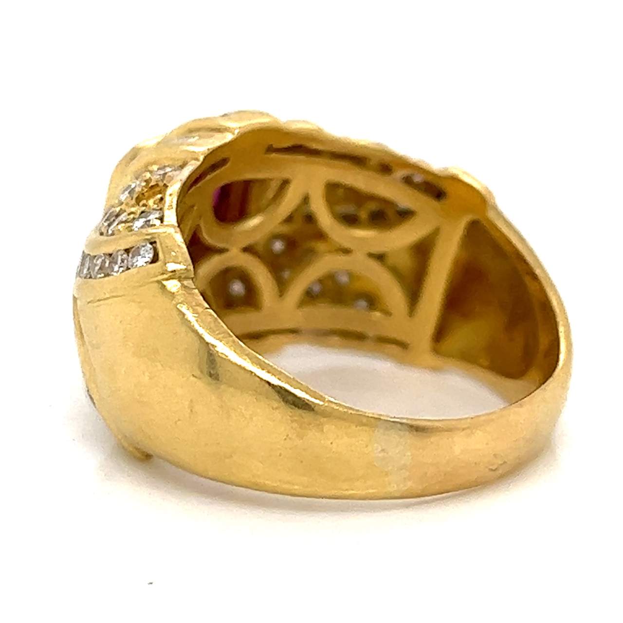 18K Yellow Gold Ruby and Diamond Ring