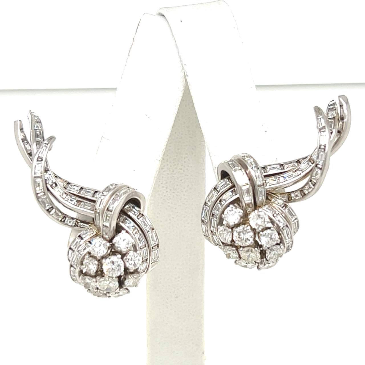 Art Deco Platinum Diamond Earrings