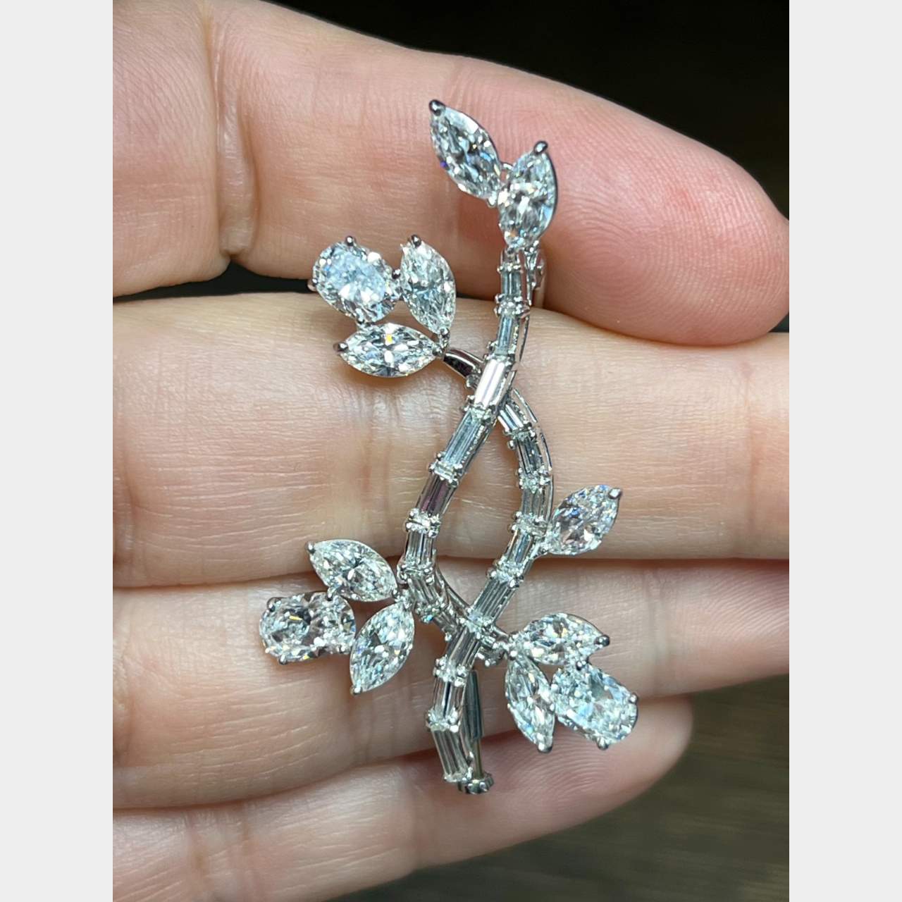 Platinum Diamond Branch Brooch