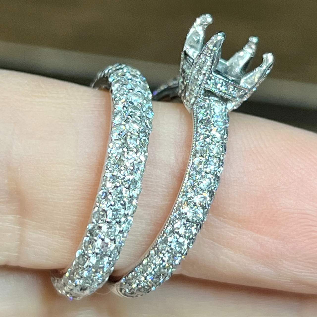 Engagement Mounting and Anniversary Ring Set