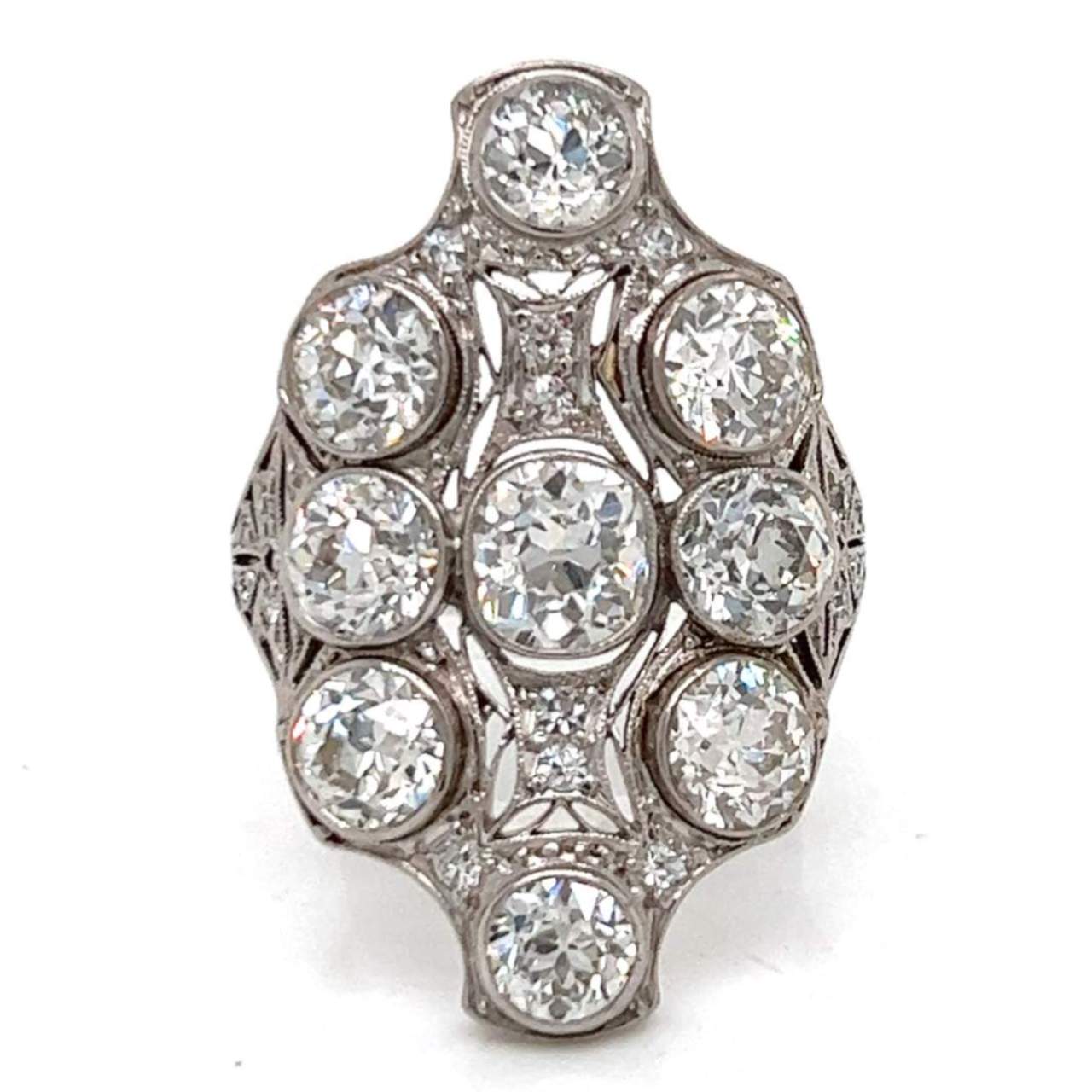 Art Deco Platinum Diamond Cocktail Ring