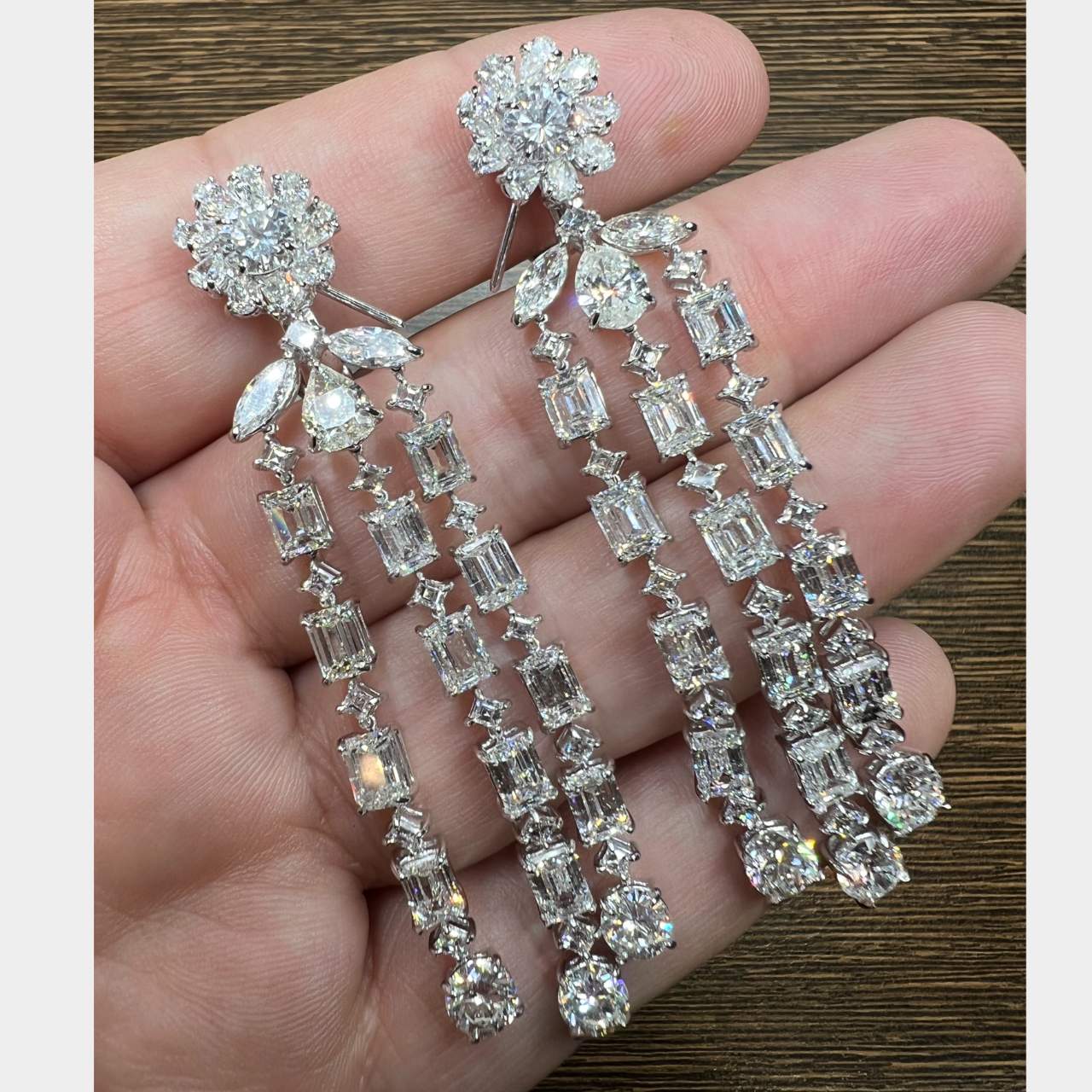 Sophia D. Platinum 21.42 Ct. Diamond Chandelier Earrings