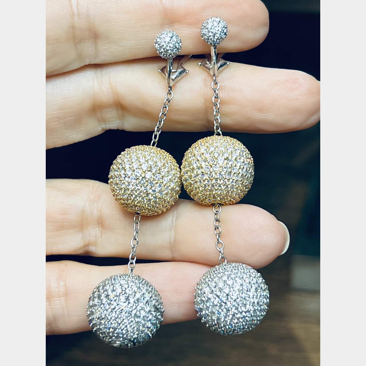 18K Yellow & White Gold Diamond Earrings