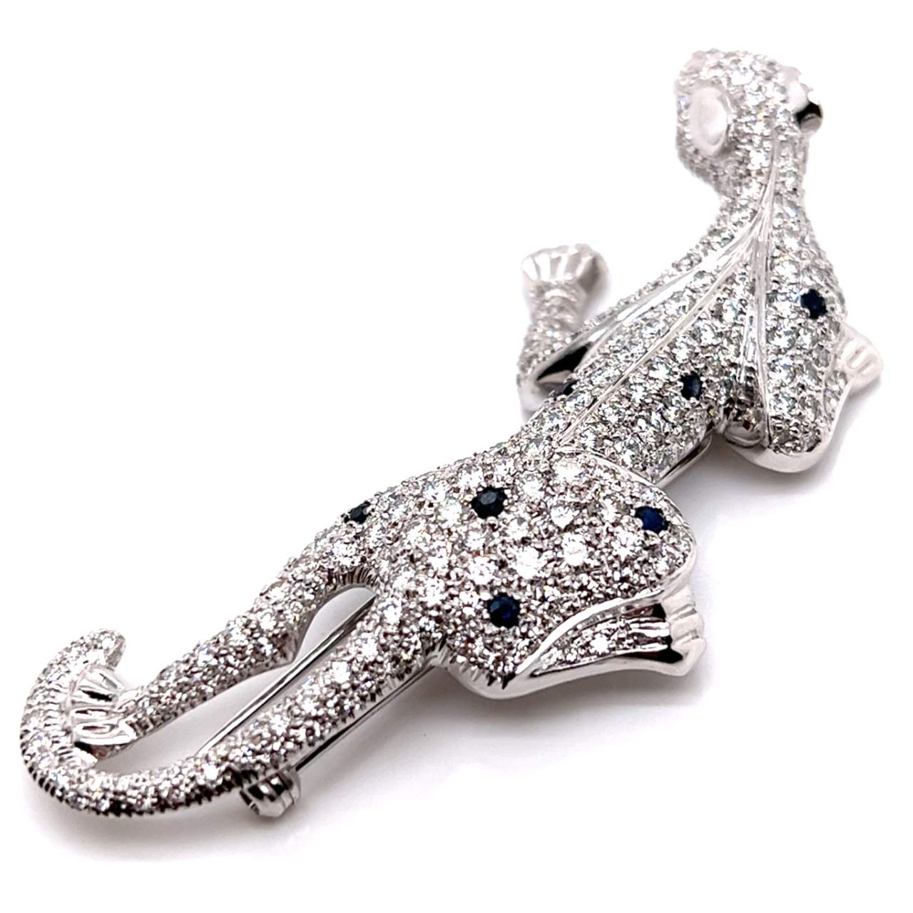 18K White Gold Diamond Panther Brooch