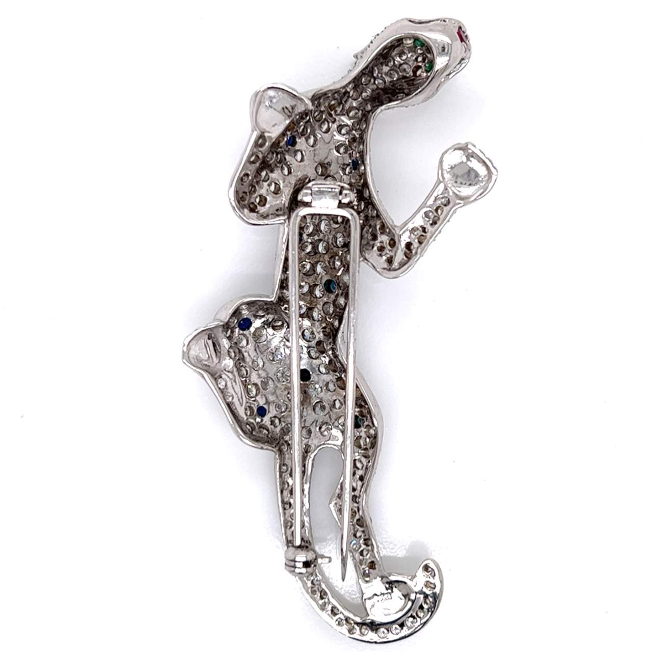 18K White Gold Diamond Panther Brooch