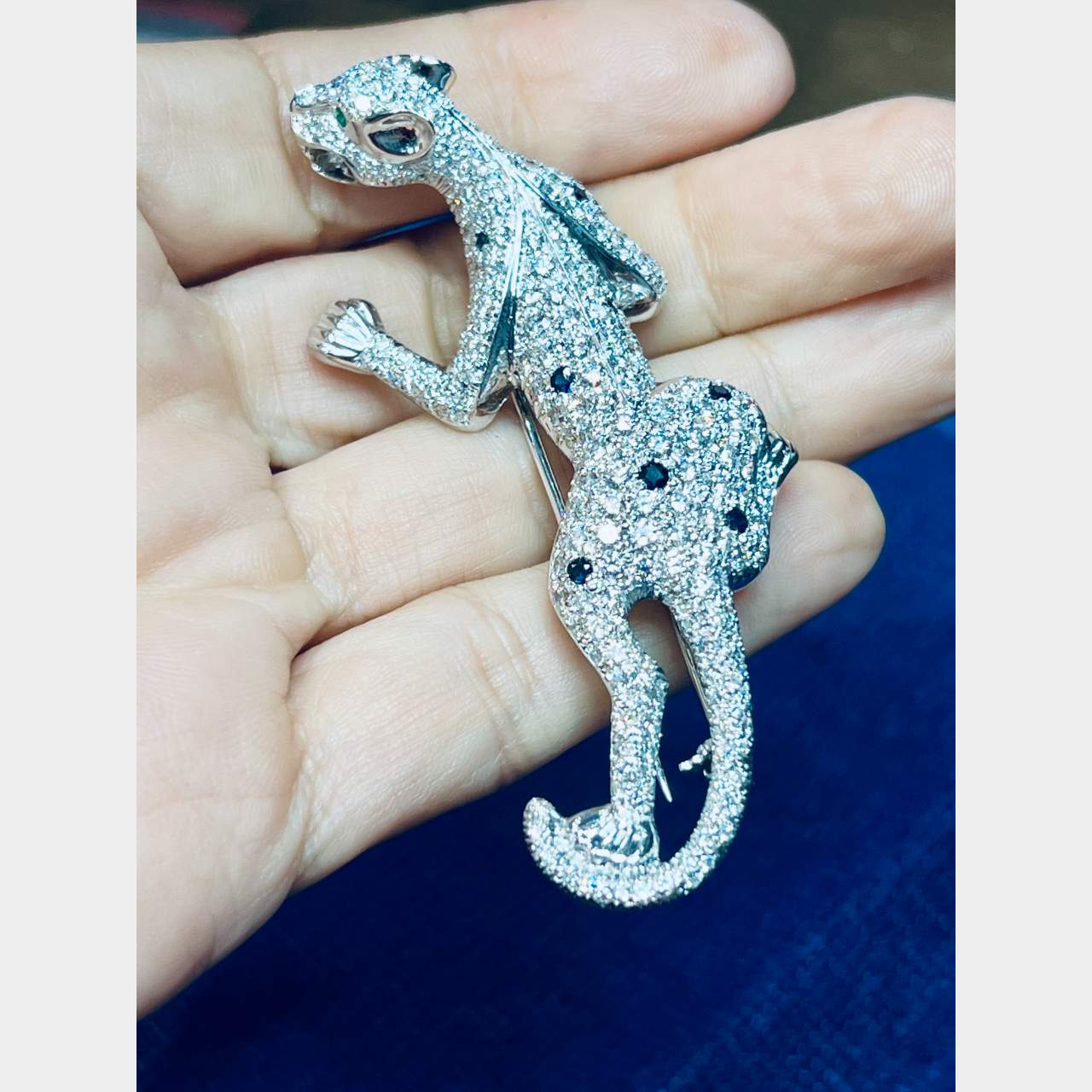 18K White Gold Diamond Panther Brooch