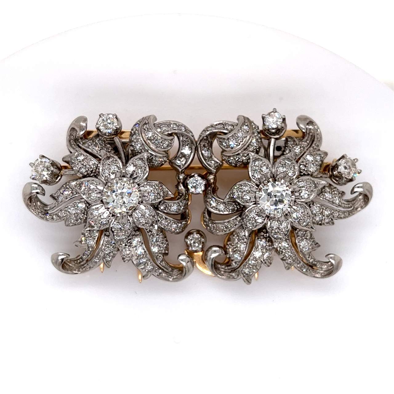 18K Yellow Gold & Platinum Diamond Brooch