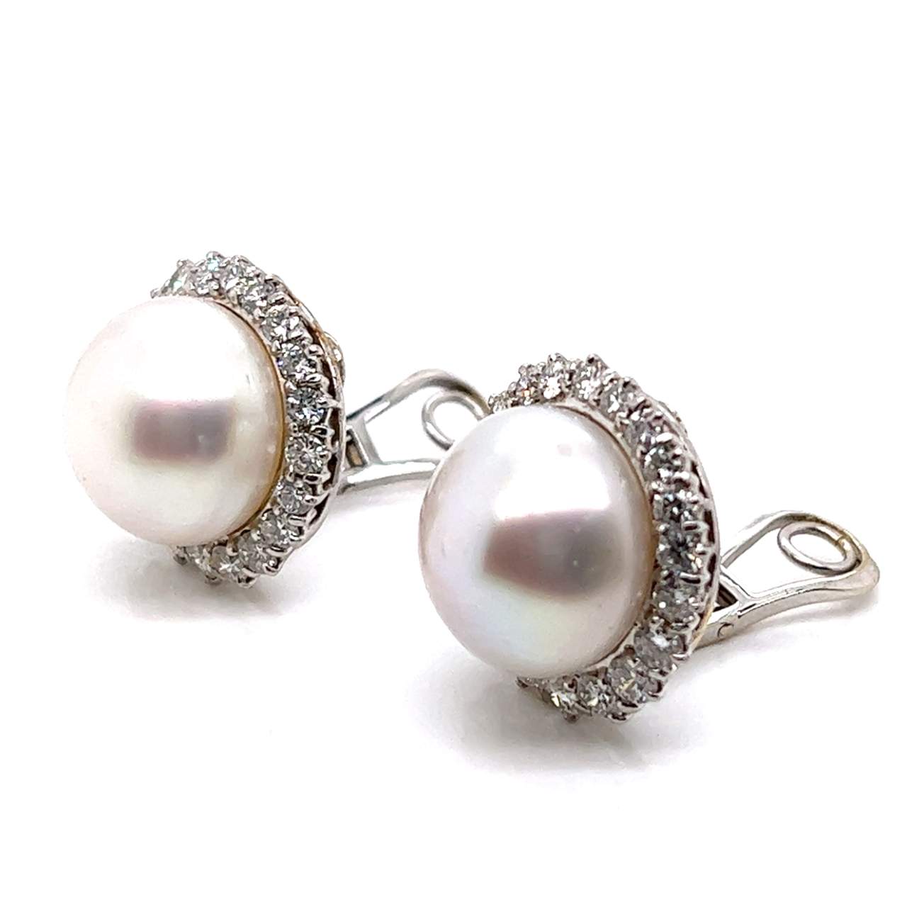 Platinum South Sea Pearl Diamond Earrings