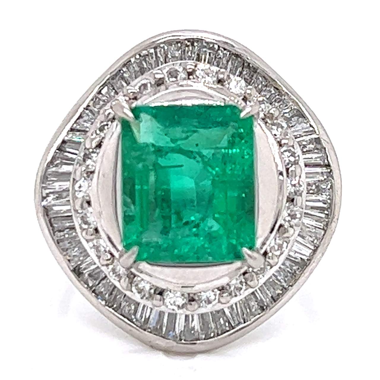 Platinum Emerald & Diamond Ring