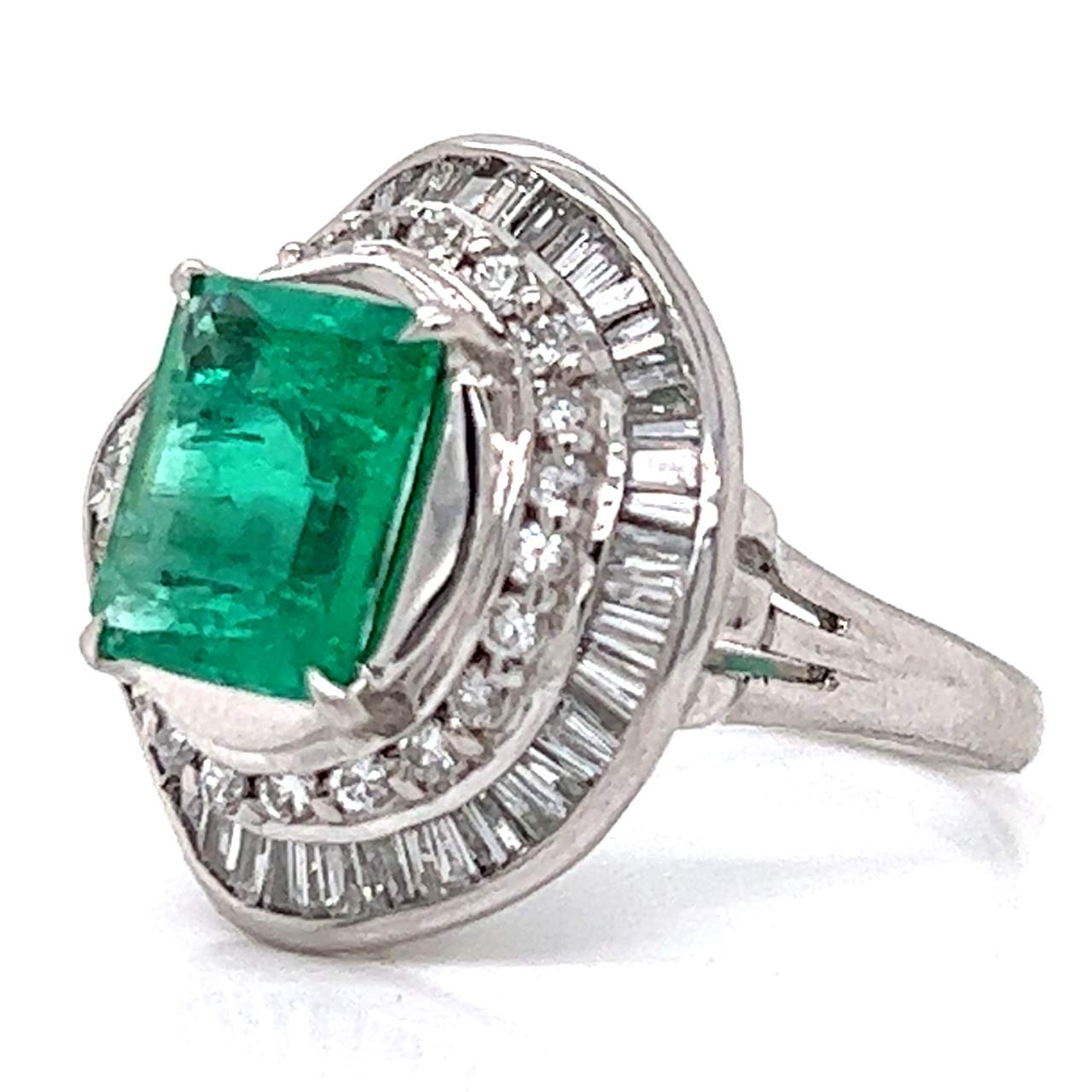Platinum Emerald & Diamond Ring