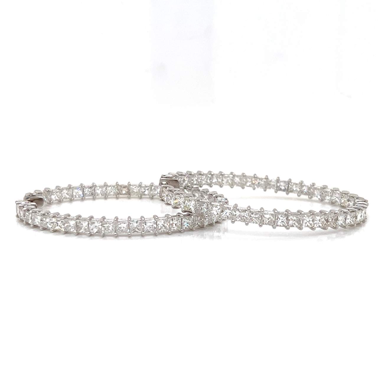 18K White Gold 11.73 Ct. Diamond Hoop Earrings