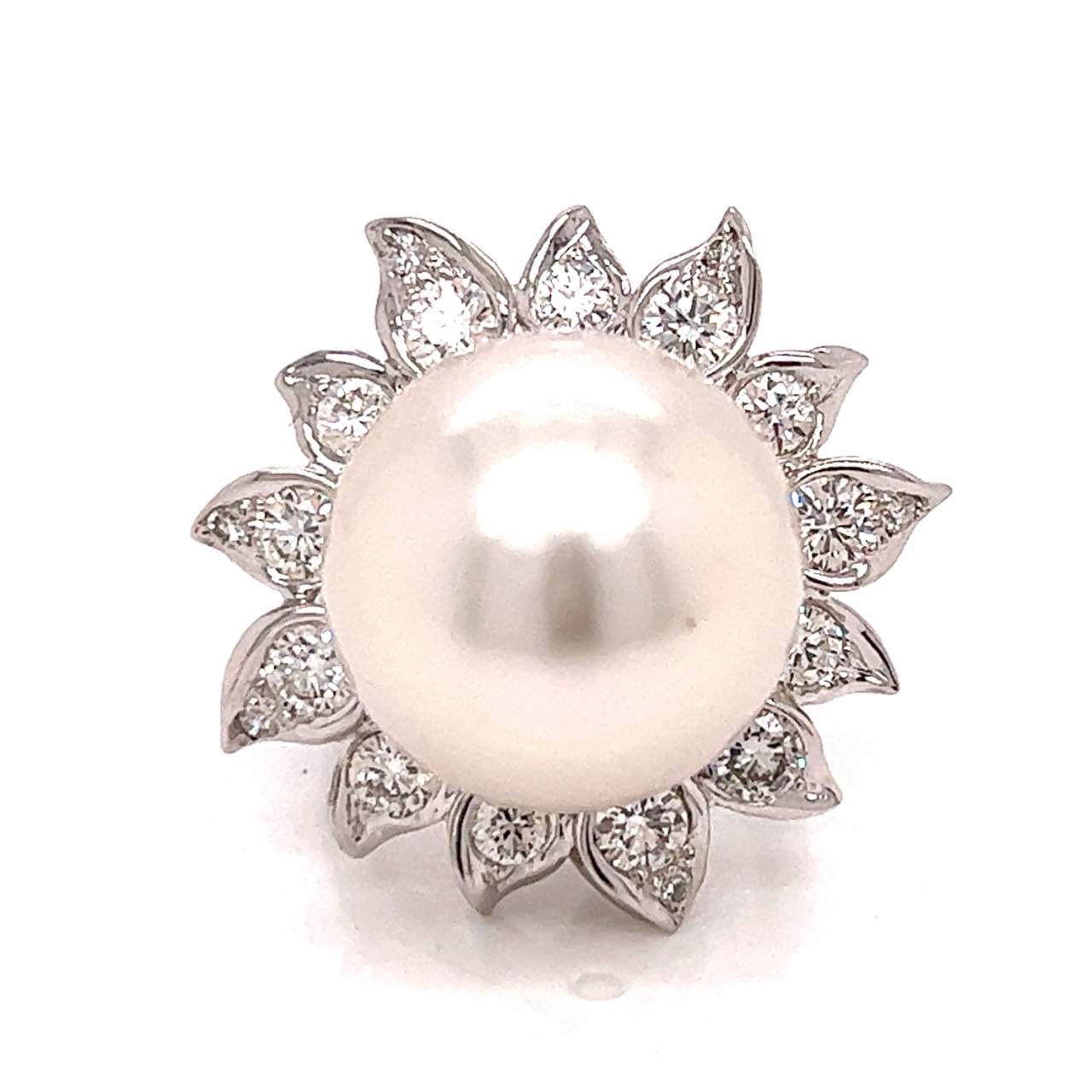 18K White Gold South Sea Pearl & Diamond Ring