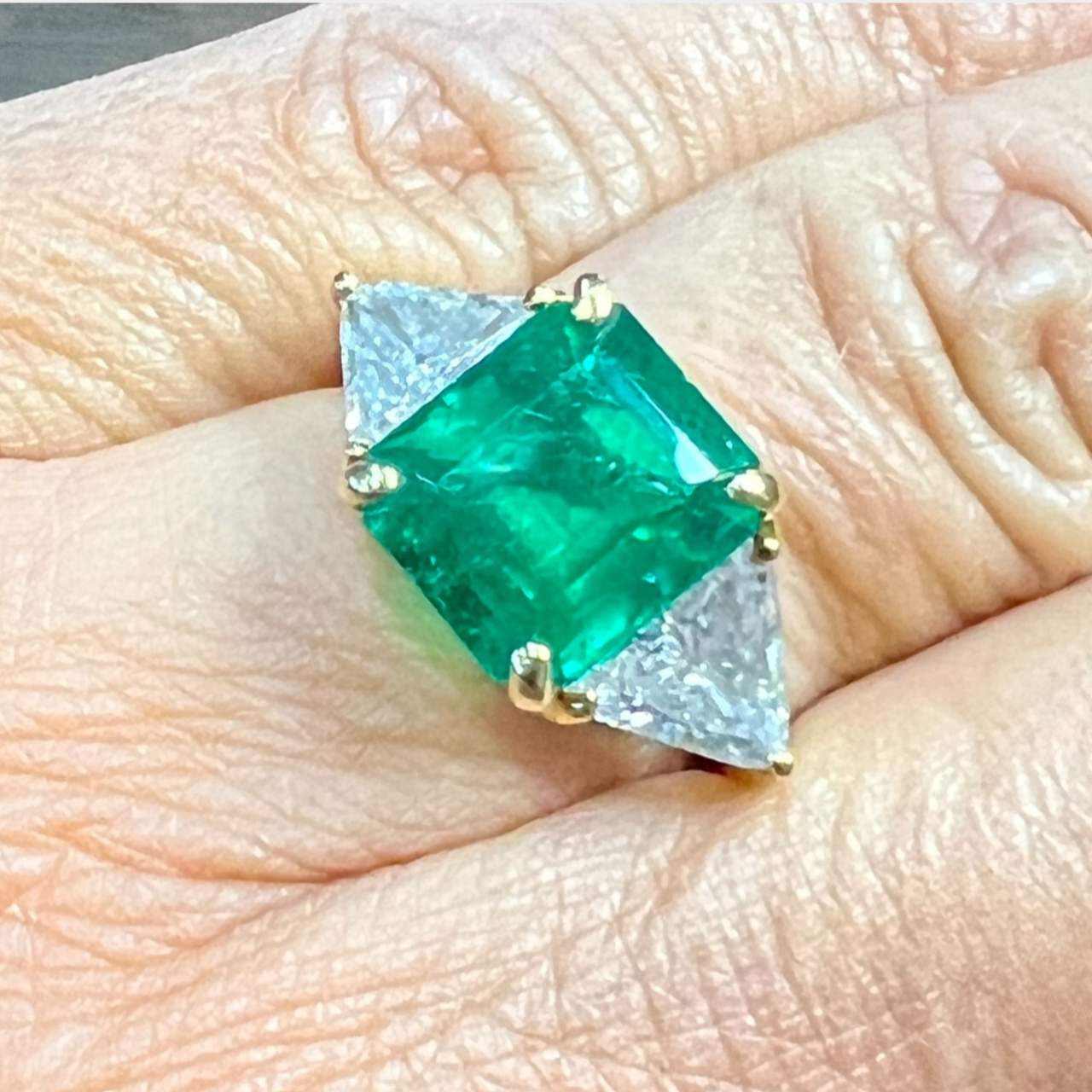 18K Yellow Gold 5.10 Ct. Colombian Emerald and Diamond Ring