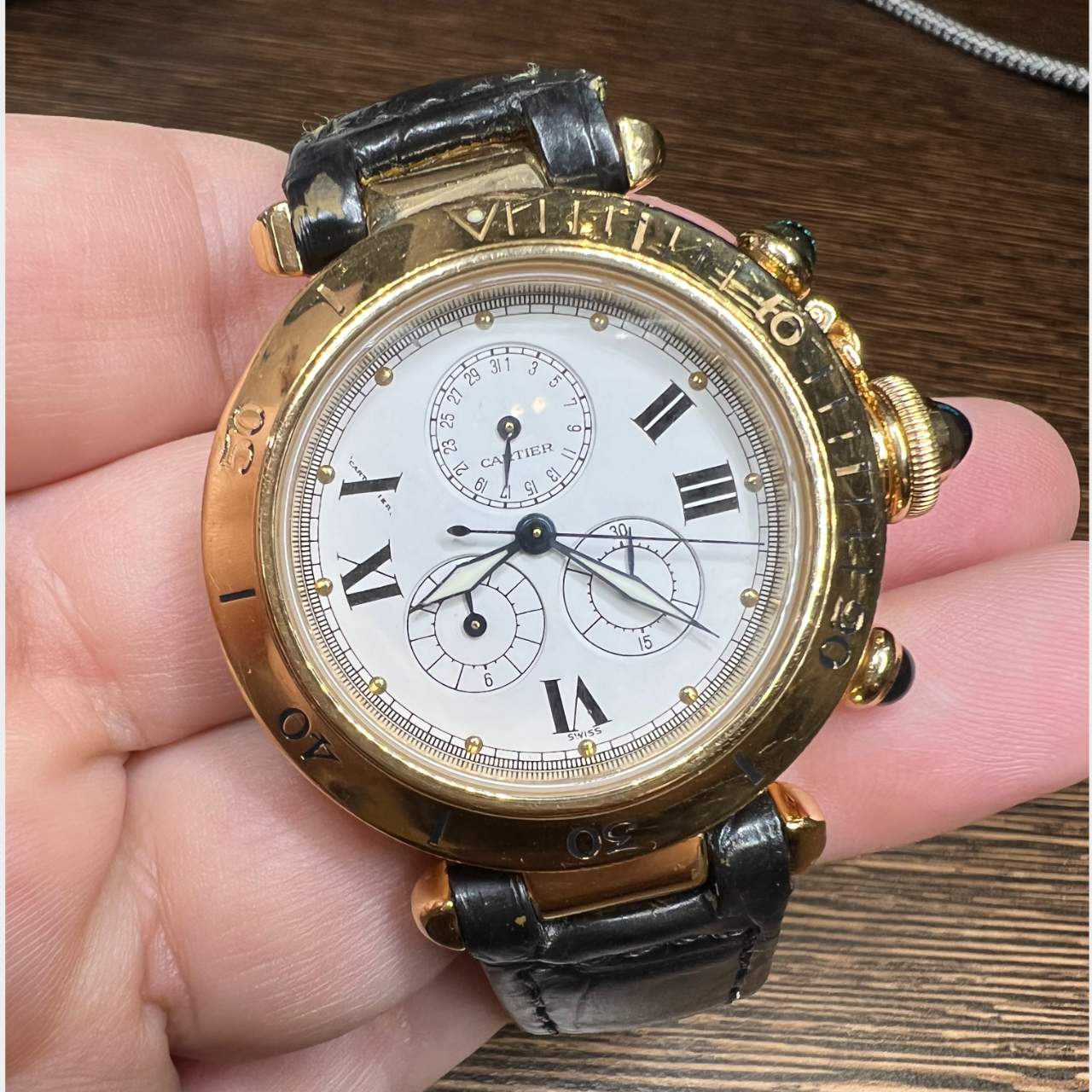 Cartier 18K Yellow Gold 35mm Pasha Chronograph