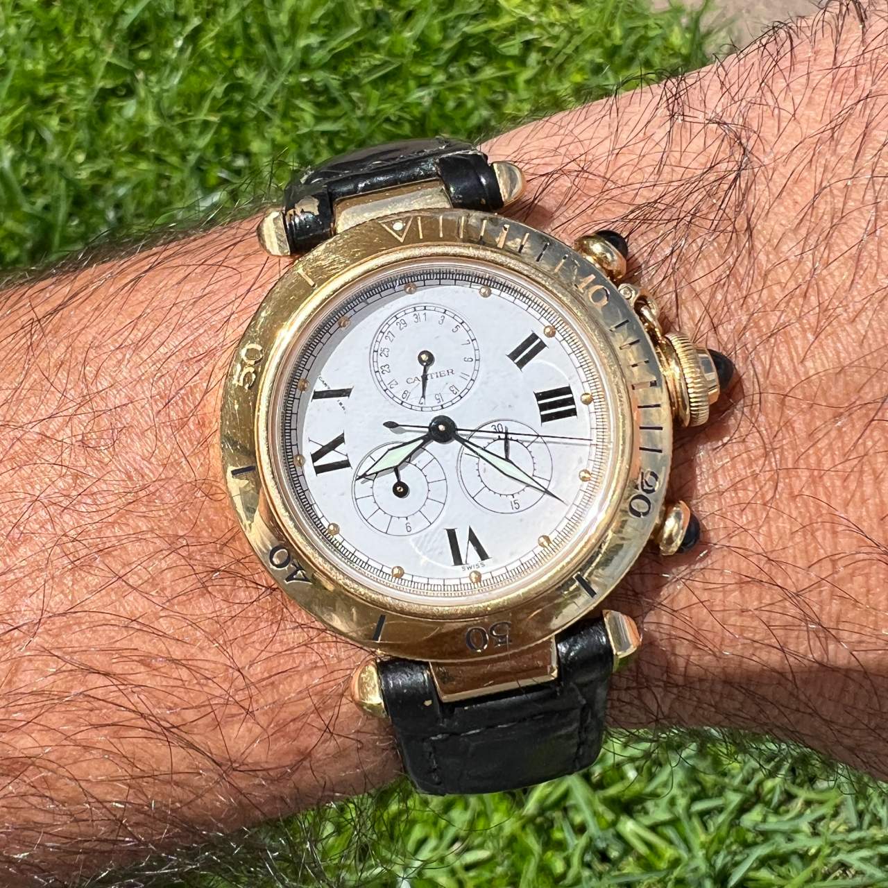 Cartier 18K Yellow Gold 35mm Pasha Chronograph