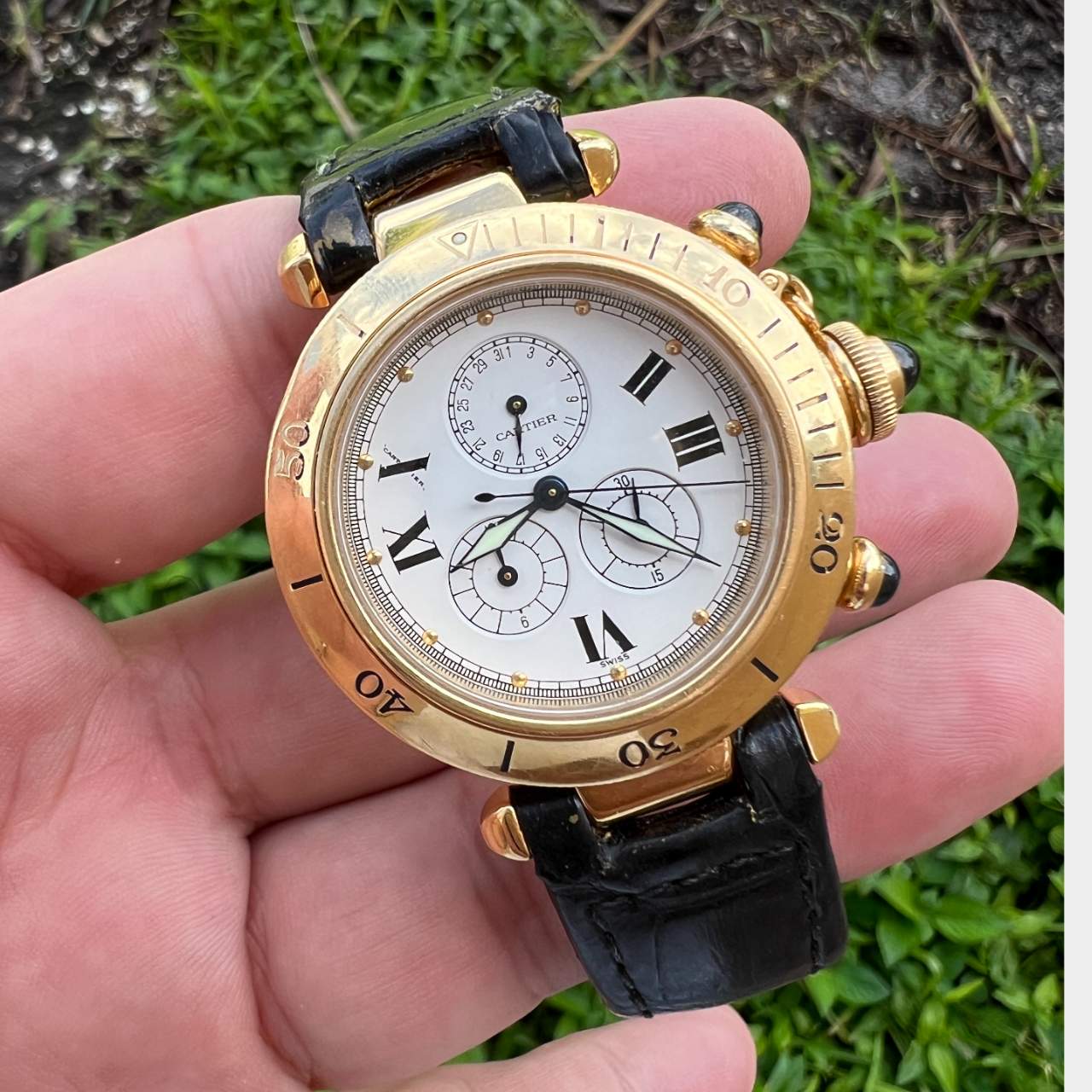 Cartier 18K Yellow Gold 35mm Pasha Chronograph
