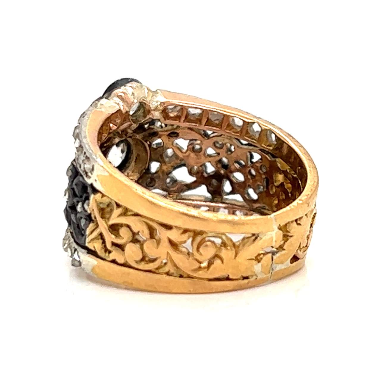 18K Yellow Gold & Silver Top Diamond Ring