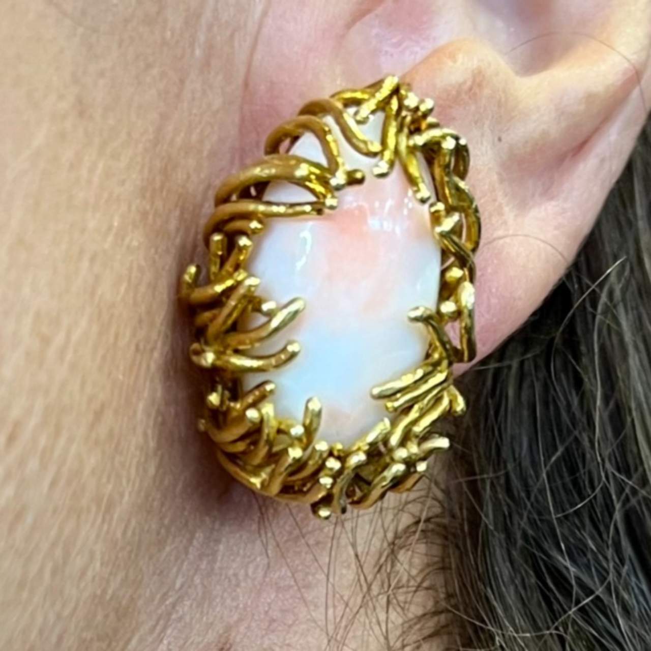 1960’s 18K Yellow Gold Coral Earrings