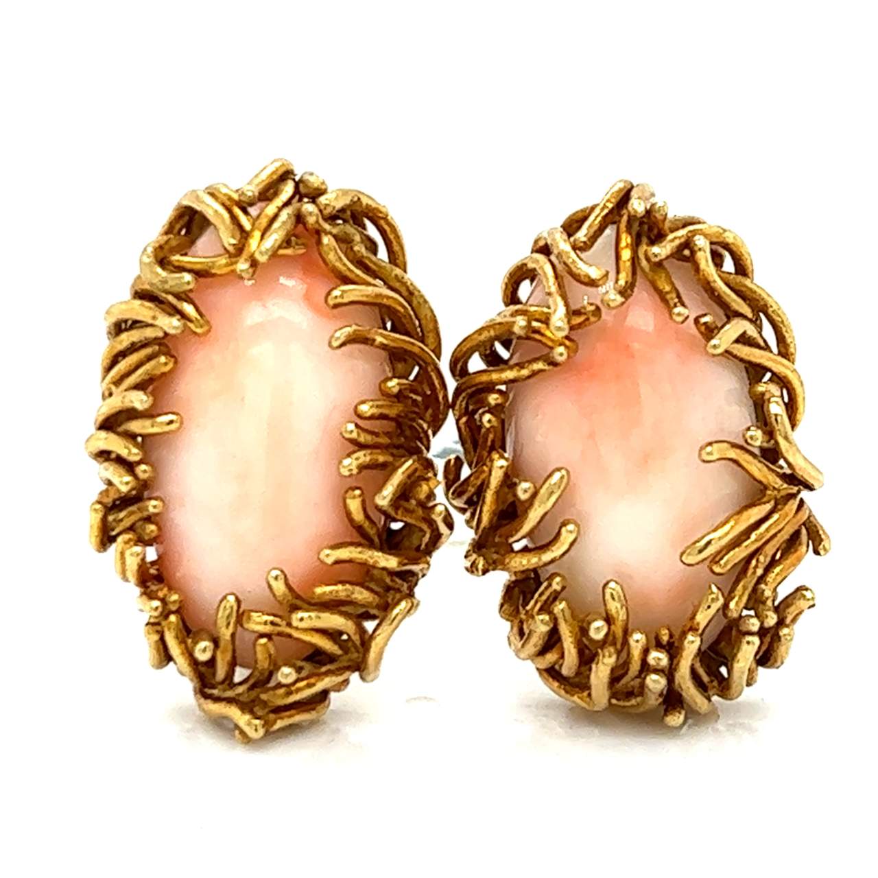 1960’s 18K Yellow Gold Coral Earrings