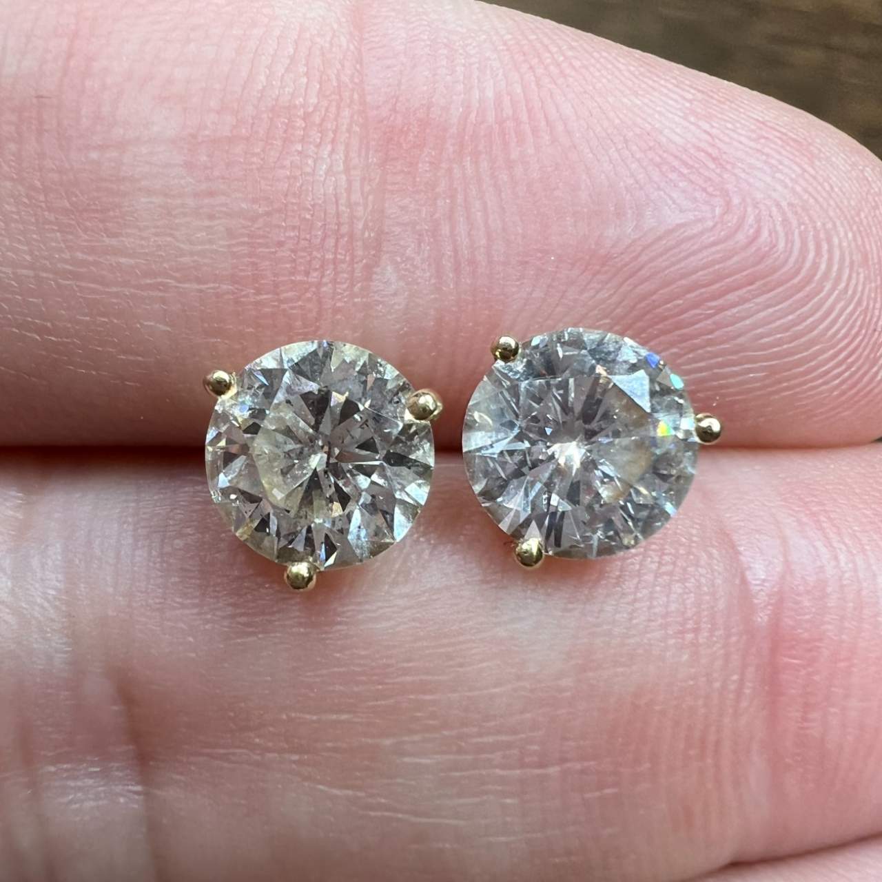 14K Yellow Gold 3.00 Ct. Diamond Stud Earrings