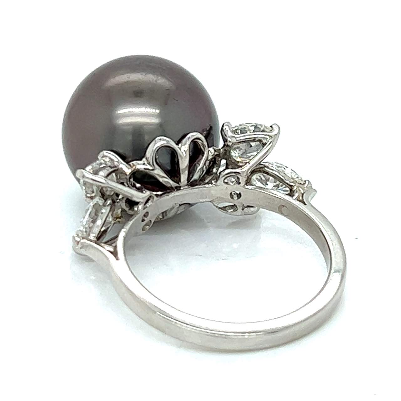 Platinum South Sea Pearl & Diamond Ring