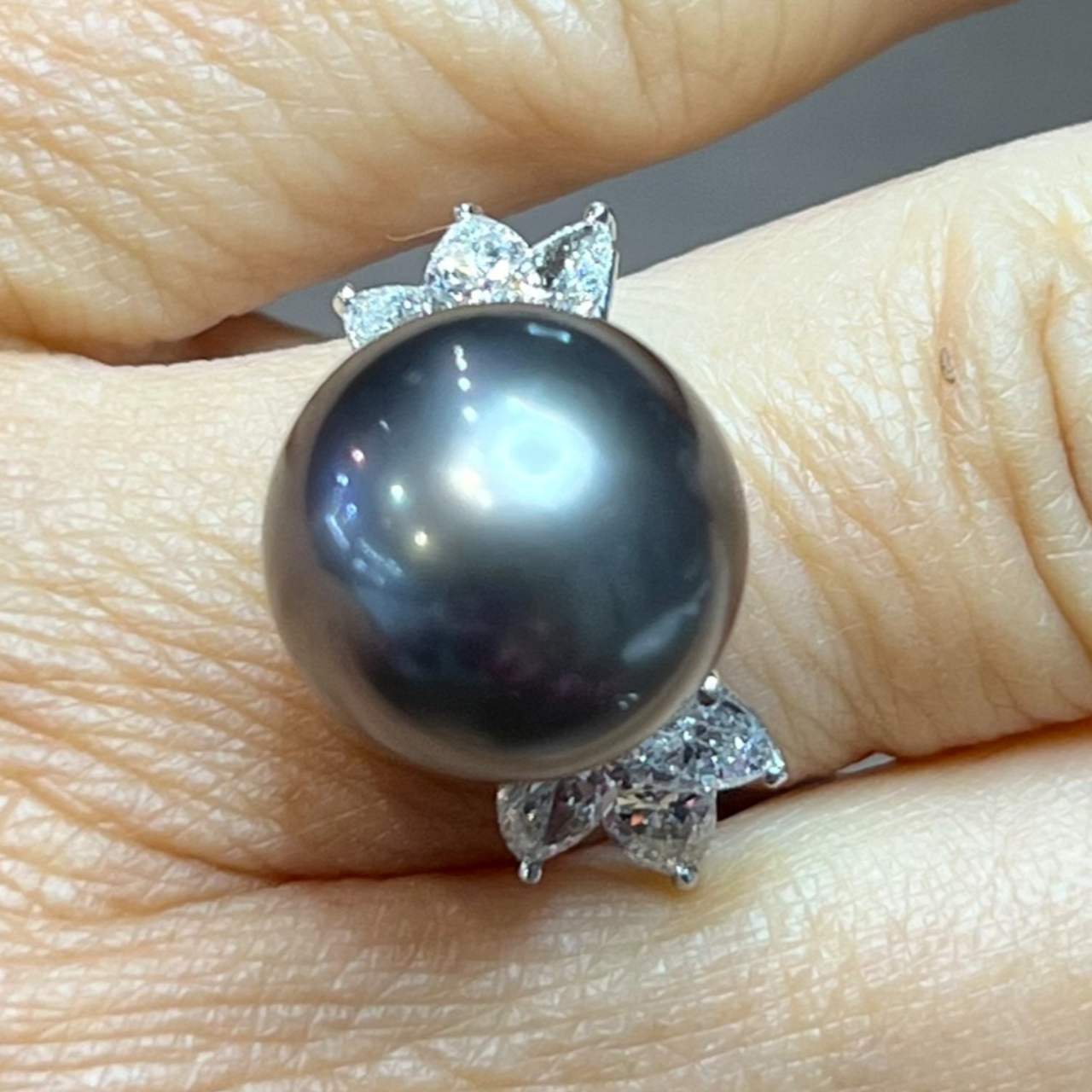 Platinum South Sea Pearl & Diamond Ring