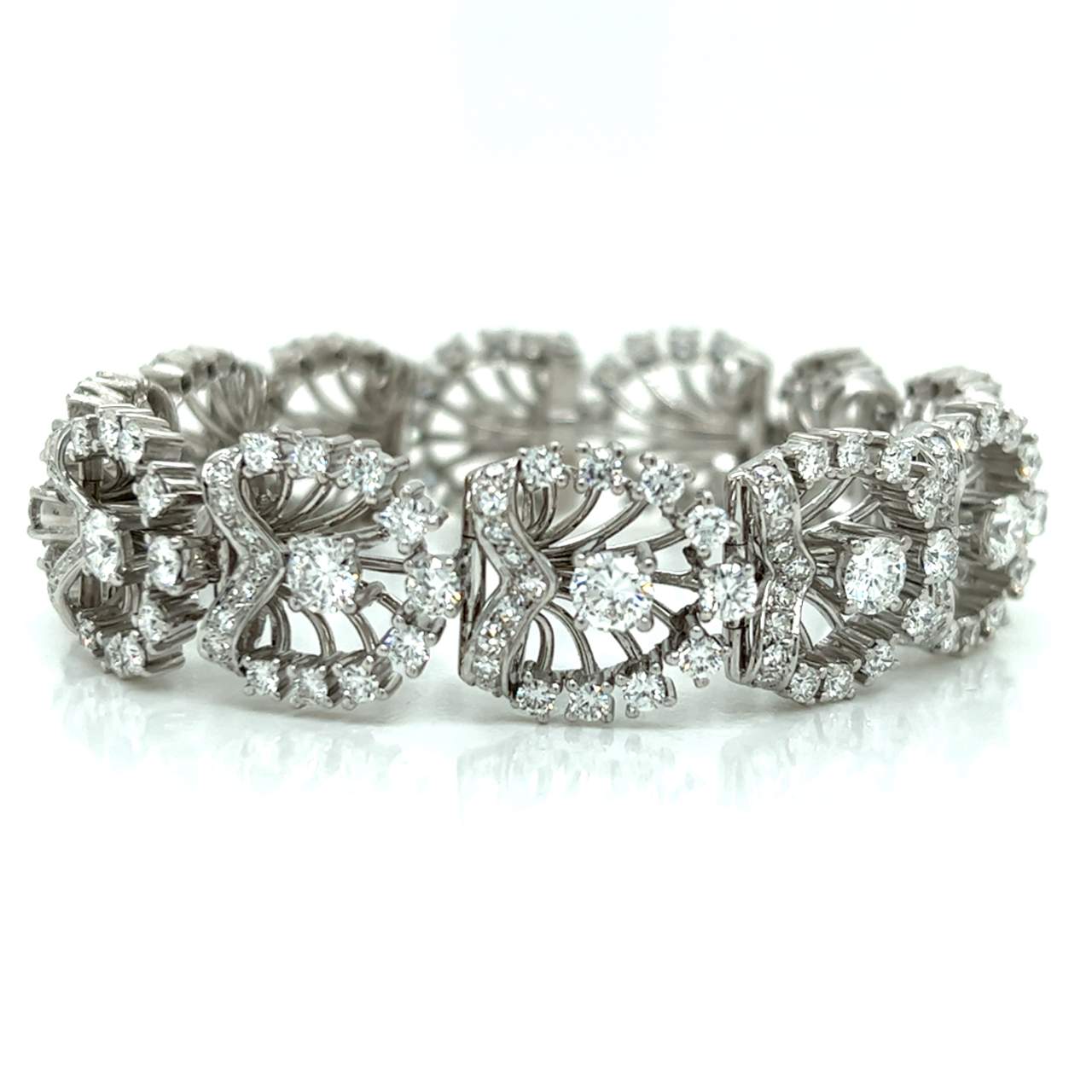 1950’s 18K White Gold 16.00 Ct. Diamond Bracelet