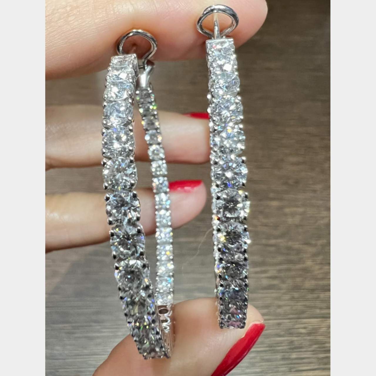 18K White Gold 12.00 Ct. Diamond Hoop Earrings