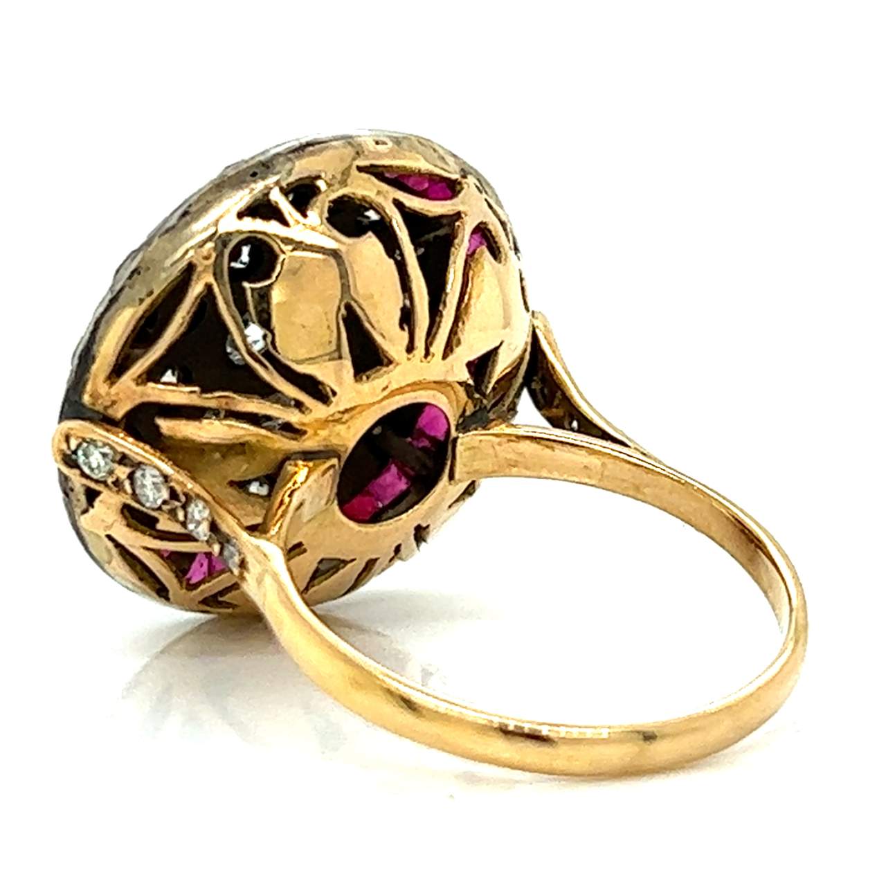18K Yellow Gold & Silver Ruby and Diamond Ring