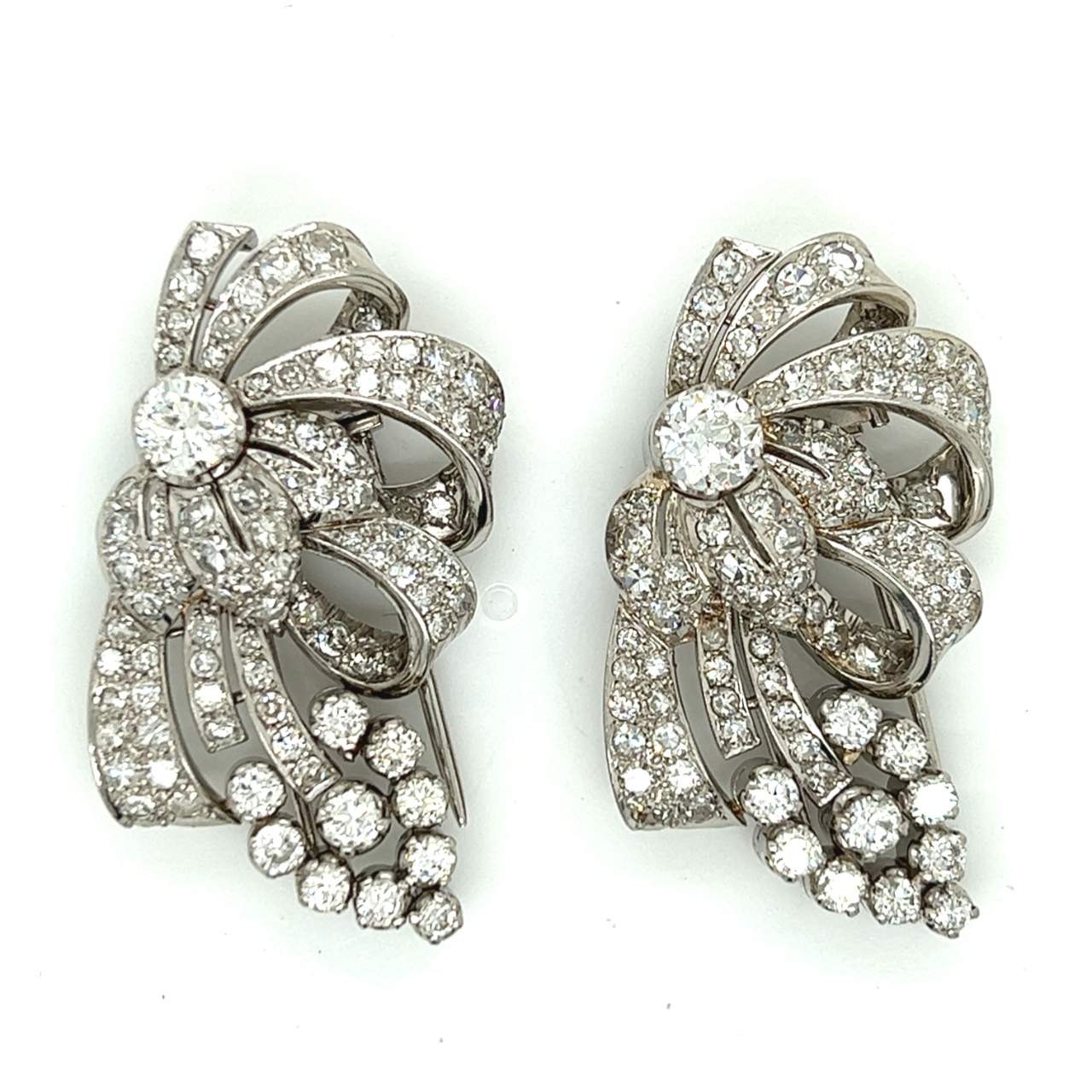 Art Deco Platinum Diamond Clips