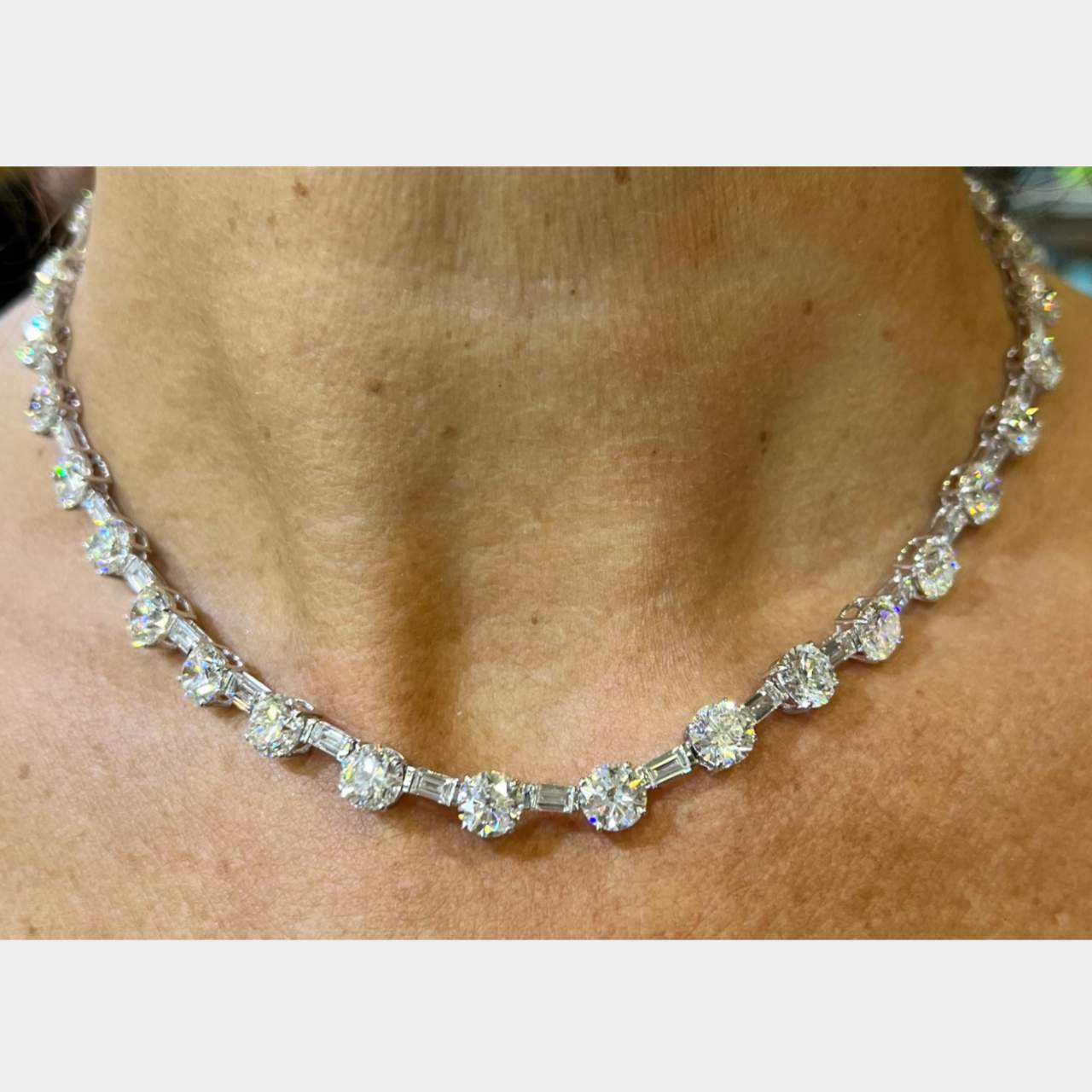 18K White Gold 33.73 Ct. GIA Certified Diamond Necklace