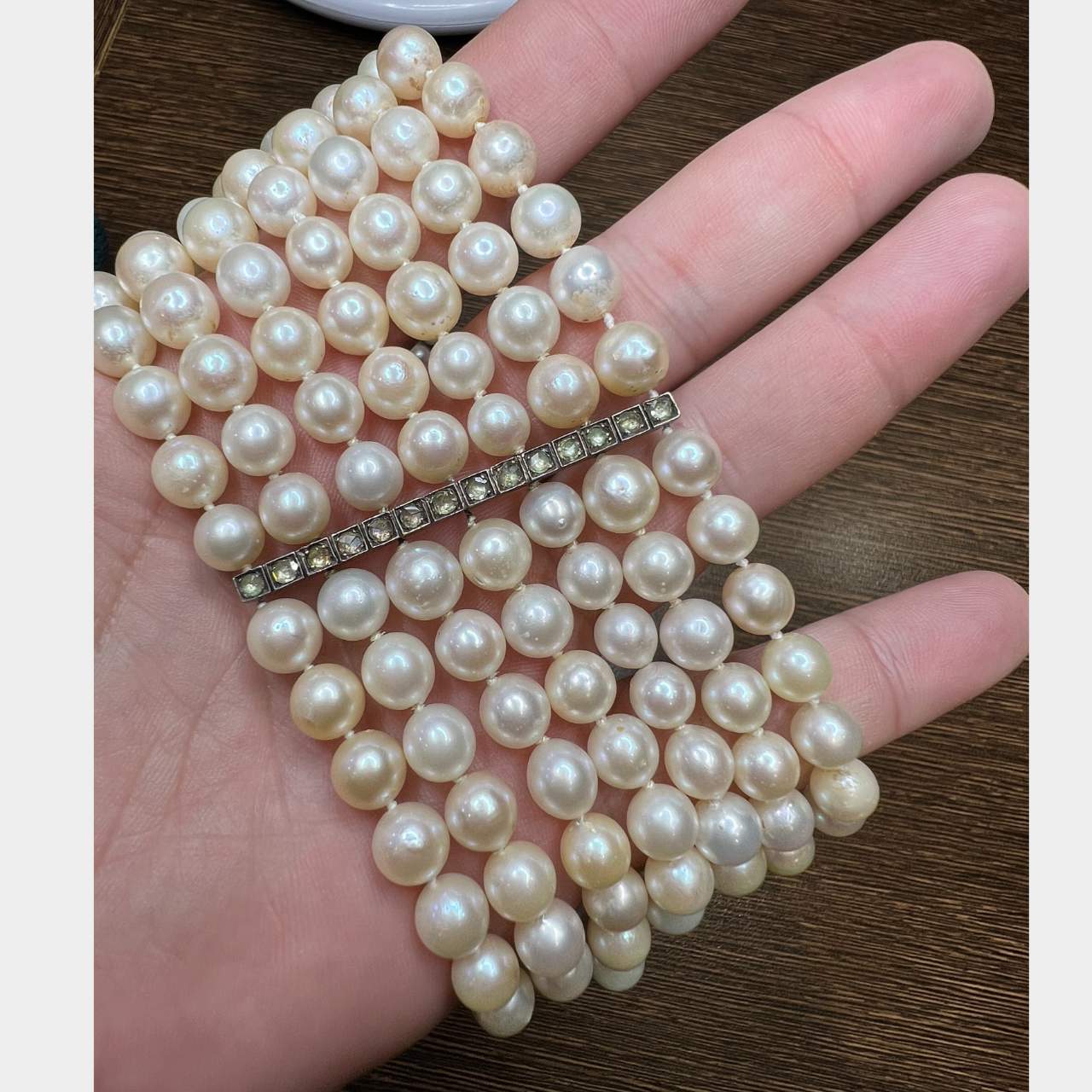 Victorian 18K & Silver Pearl Necklace/Choker