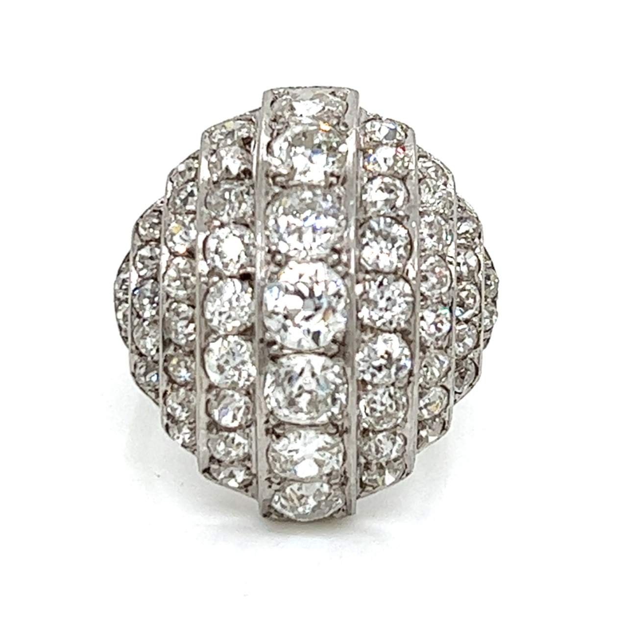 1950’s 18K White Gold 5.80 Ct. Diamond Cocktail Ring