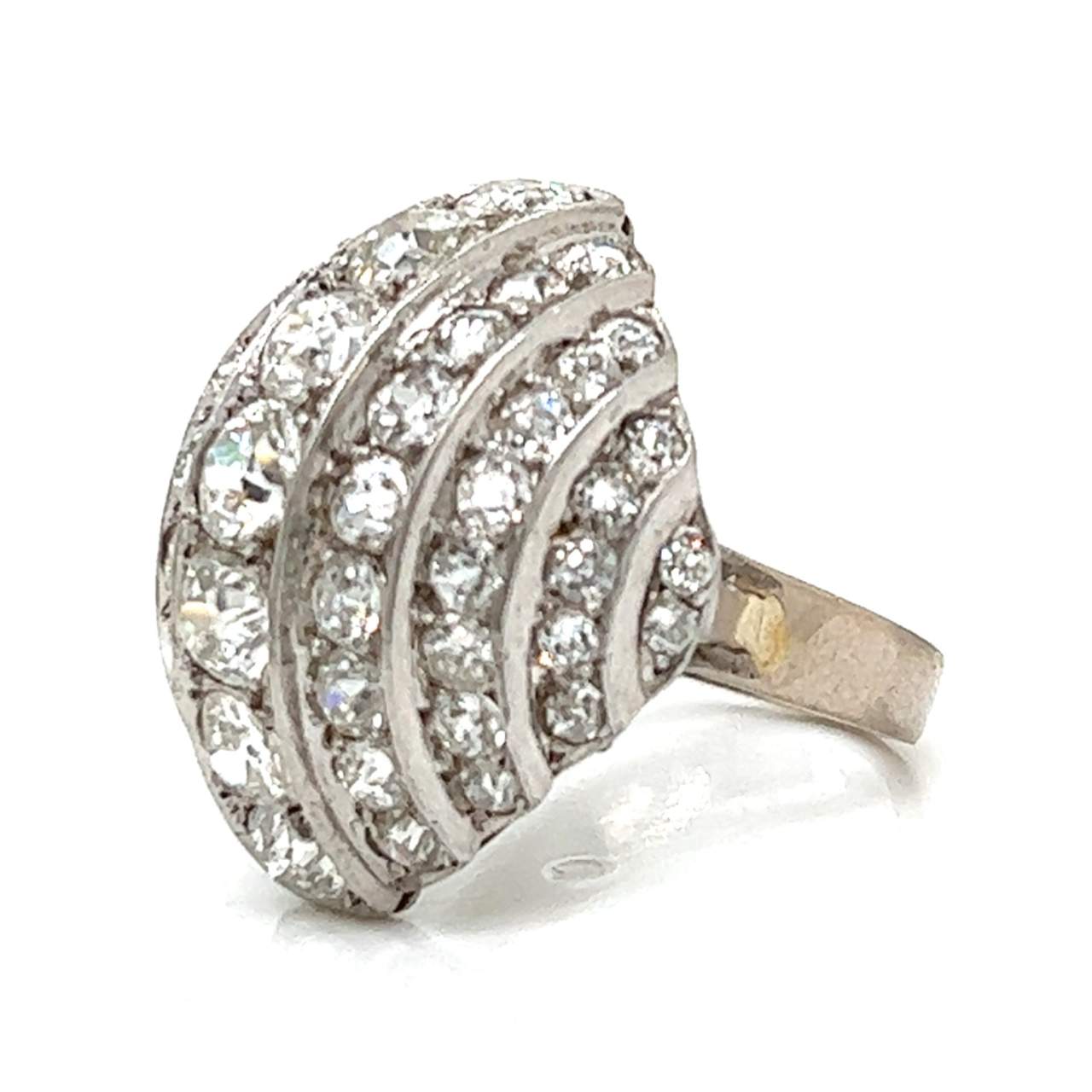 1950’s 18K White Gold 5.80 Ct. Diamond Cocktail Ring