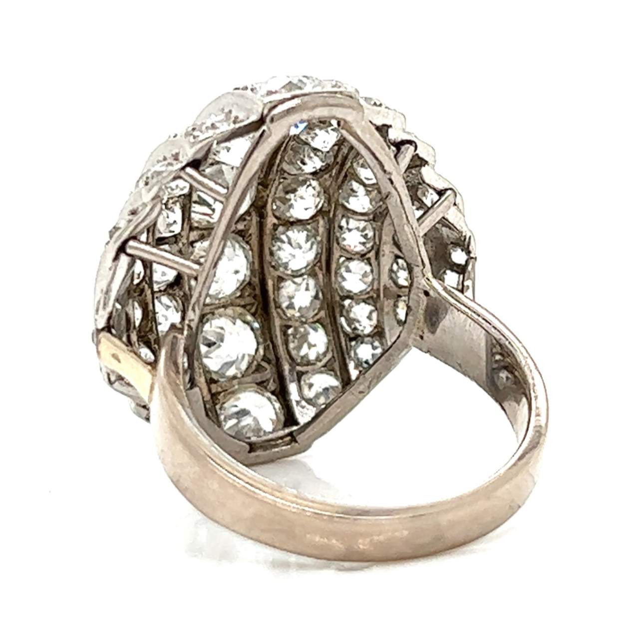 1950’s 18K White Gold 5.80 Ct. Diamond Cocktail Ring