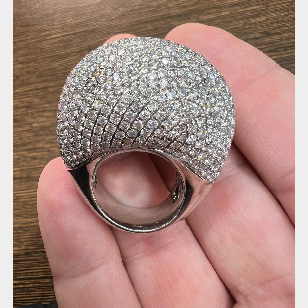 18K White Gold 15.00 Ct. Diamond Cocktail Ring