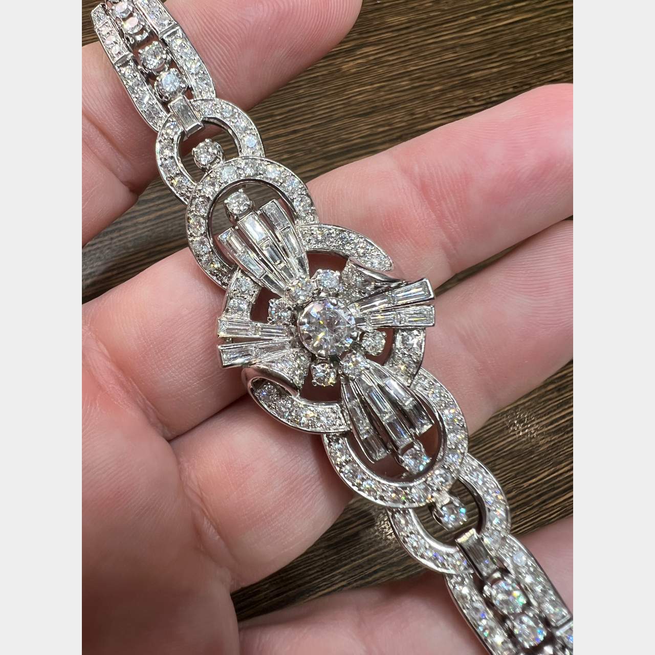 Art Deco Platinum 10.20 Ct. Diamond Bracelet