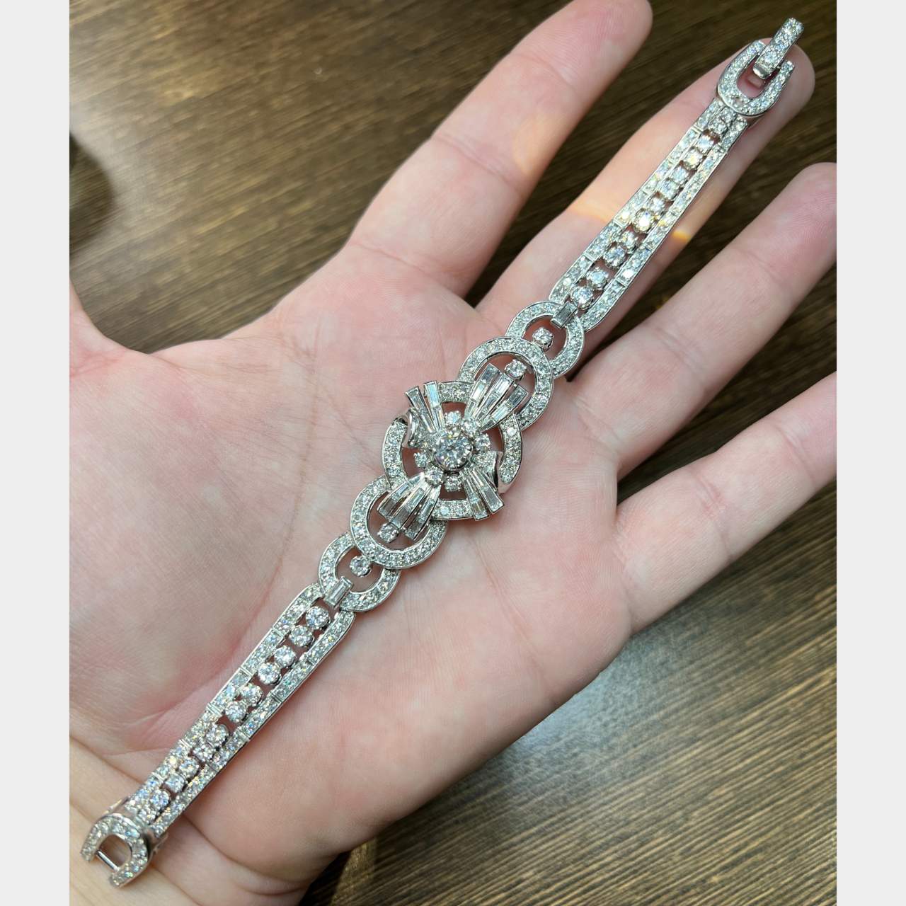 Art Deco Platinum 10.20 Ct. Diamond Bracelet