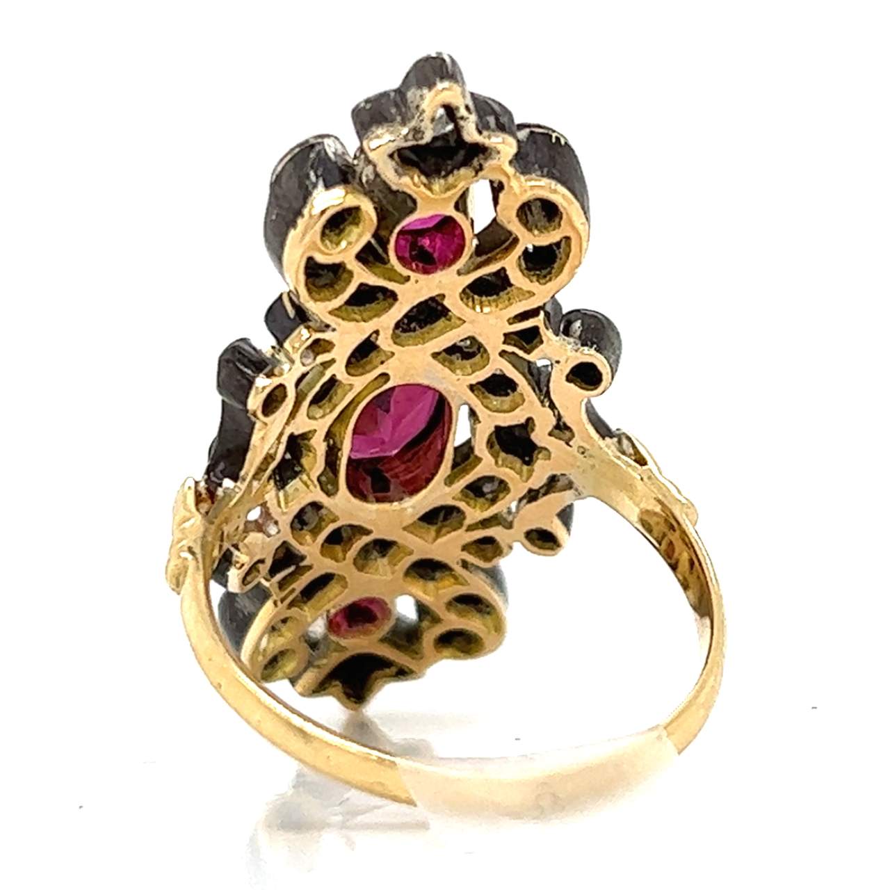 18K & Silver Top Diamond and Ruby Ring