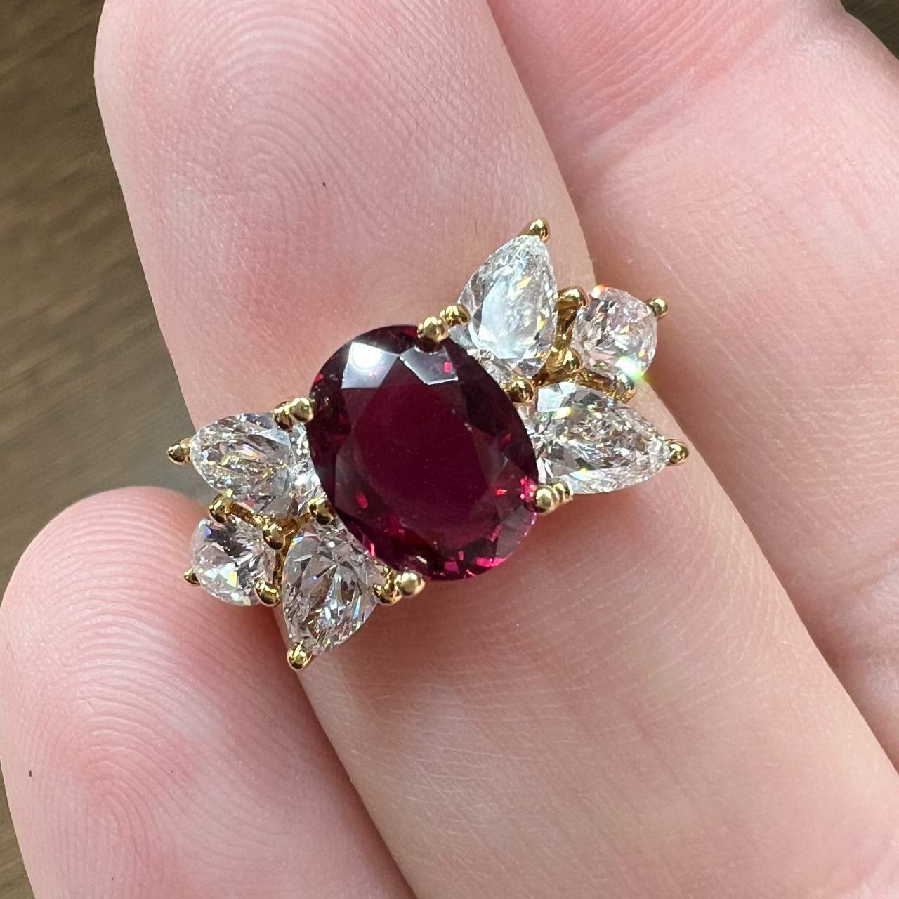 18K Yellow Gold Ruby & Diamond Ring
