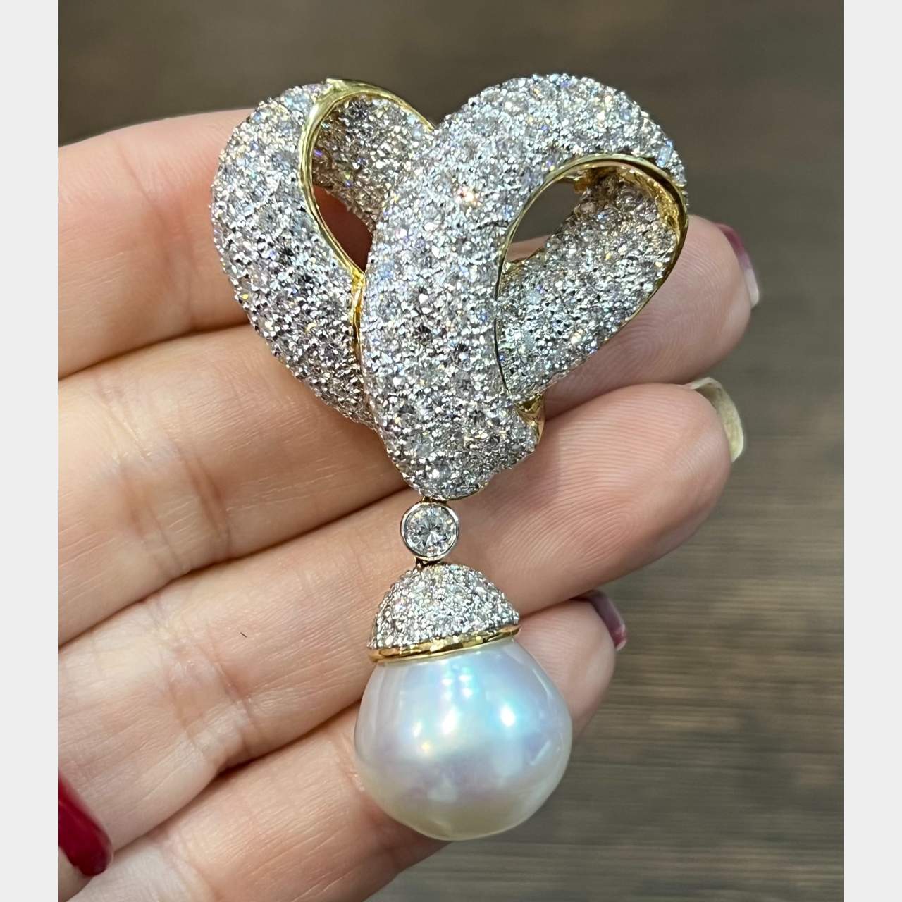 South Sea Pearl & Diamond Brooch