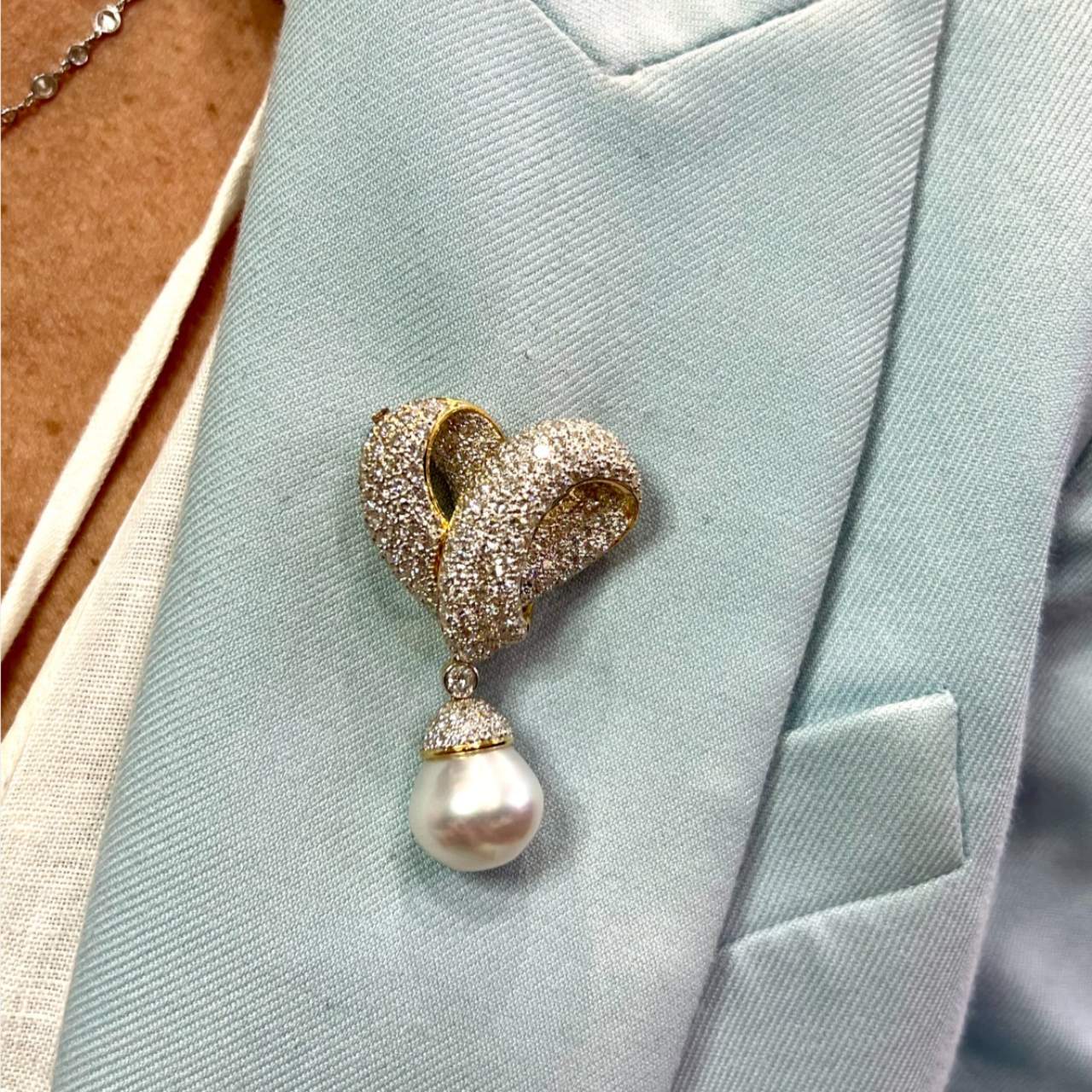 South Sea Pearl & Diamond Brooch