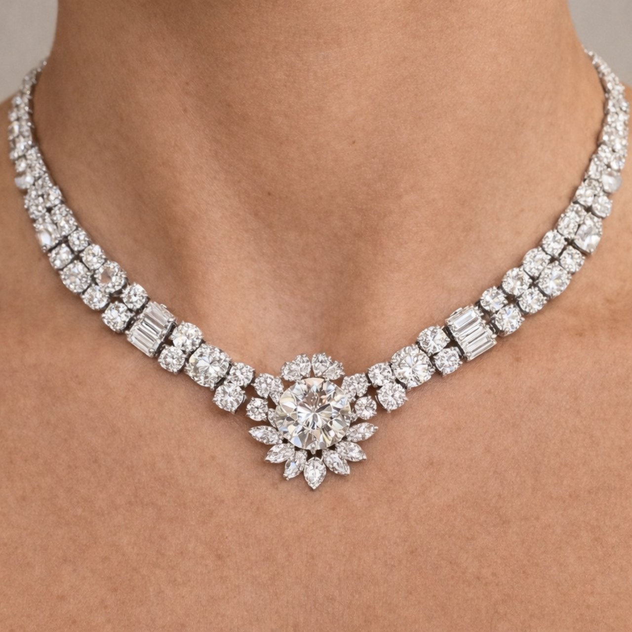 1950’s Platinum 62.40 Ct. Diamond Necklace