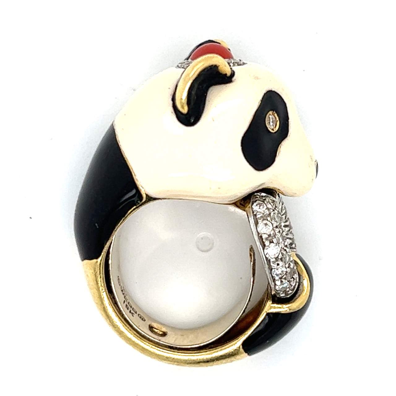 David Webb 18K & Platinum Diamond Panda Bear Ring