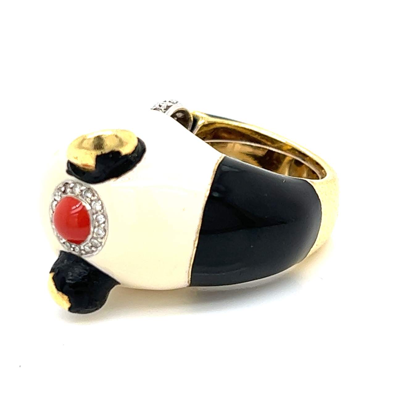 David Webb 18K & Platinum Diamond Panda Bear Ring