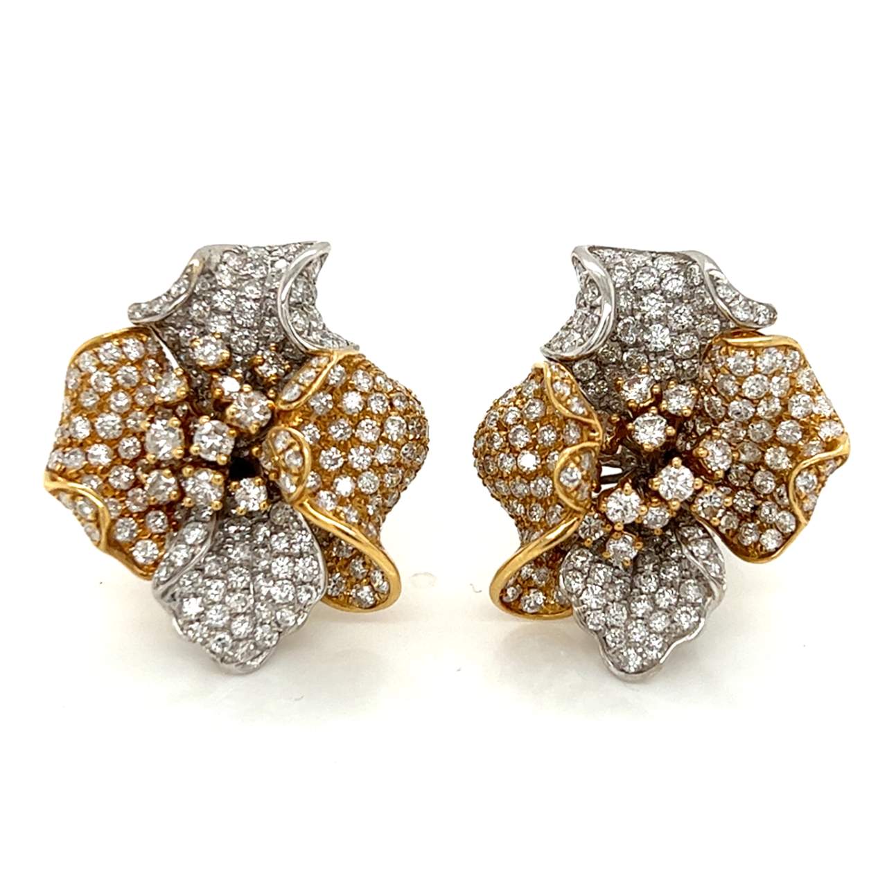 18K Yellow & White Gold 7.00 Ct. Diamond Earrings