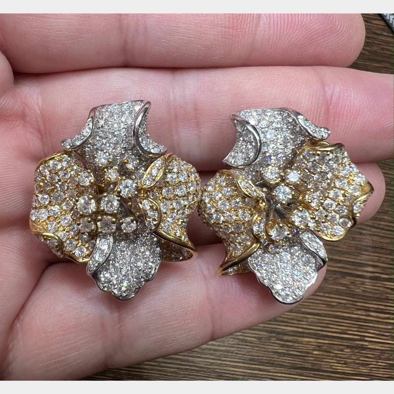 18K Yellow & White Gold 7.00 Ct. Diamond Earrings